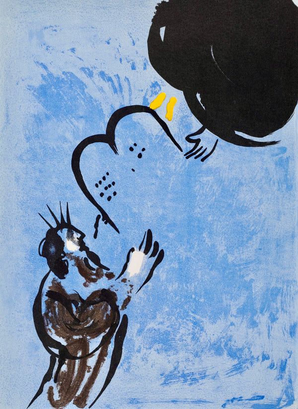 Marc Chagall, Moses Receiving Tables of Law (Mourlot 117-46; Cramer 25), Drawings from the Bible, Verve: Revue, Limited Edition Lithograph