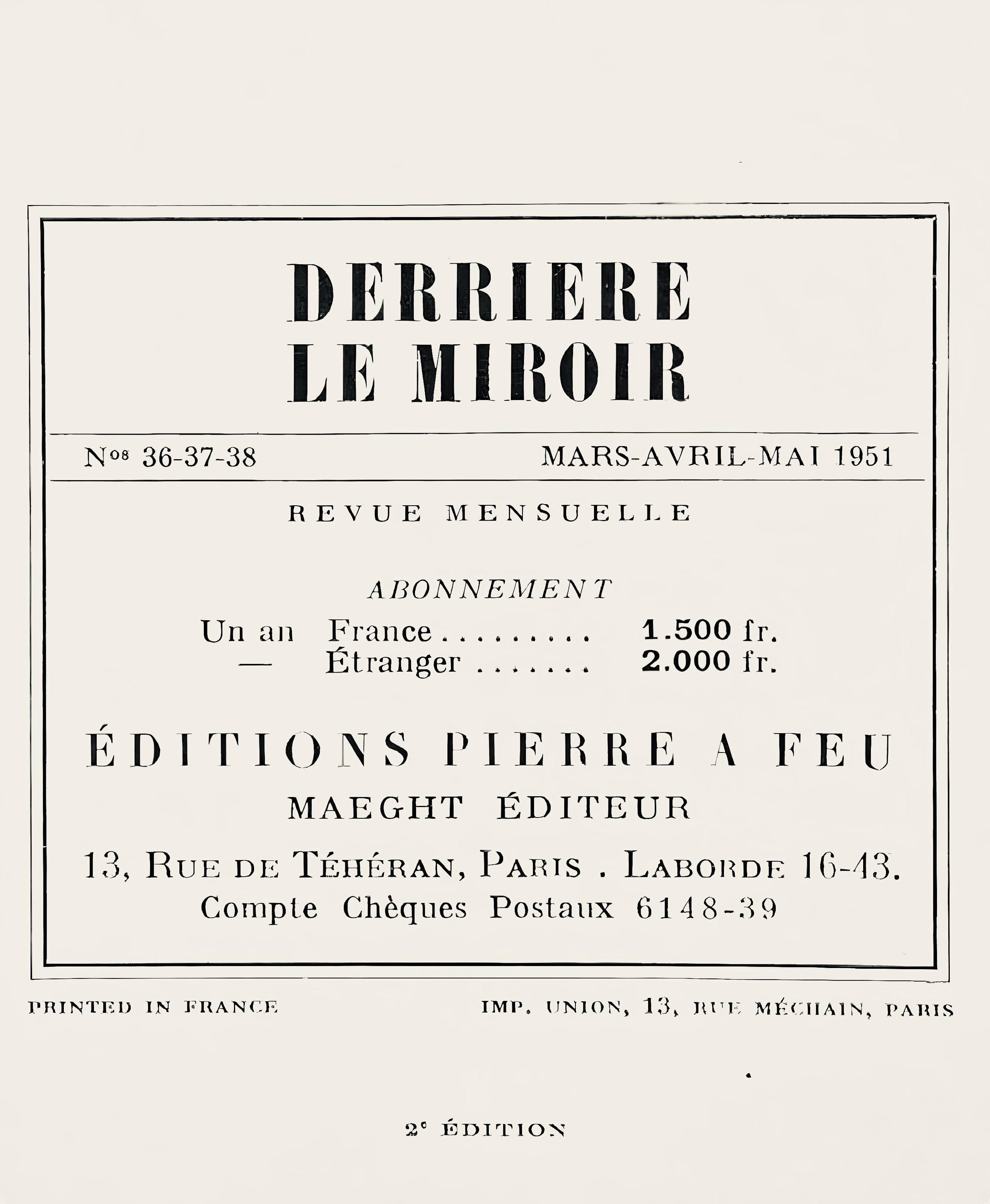 Fernand Léger, Les instruments de la Passion, Derrière le miroir, Limited Edition Lithograph