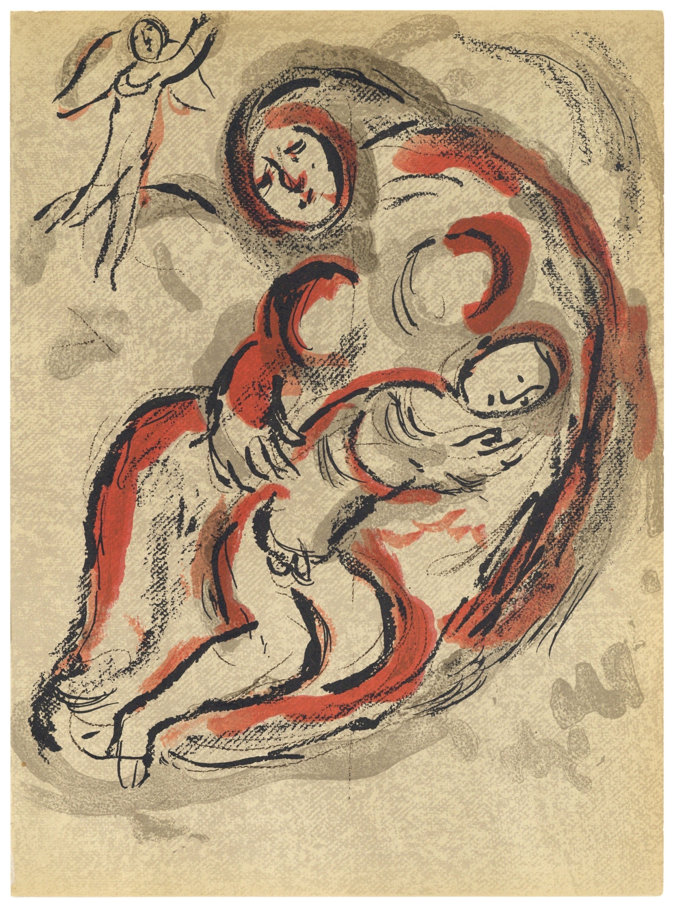 Marc Chagall, Hagar in the Desert (Mourlot 117-46; Cramer 25), Drawings from the Bible, Verve: Revue, Limited Edition Lithograph