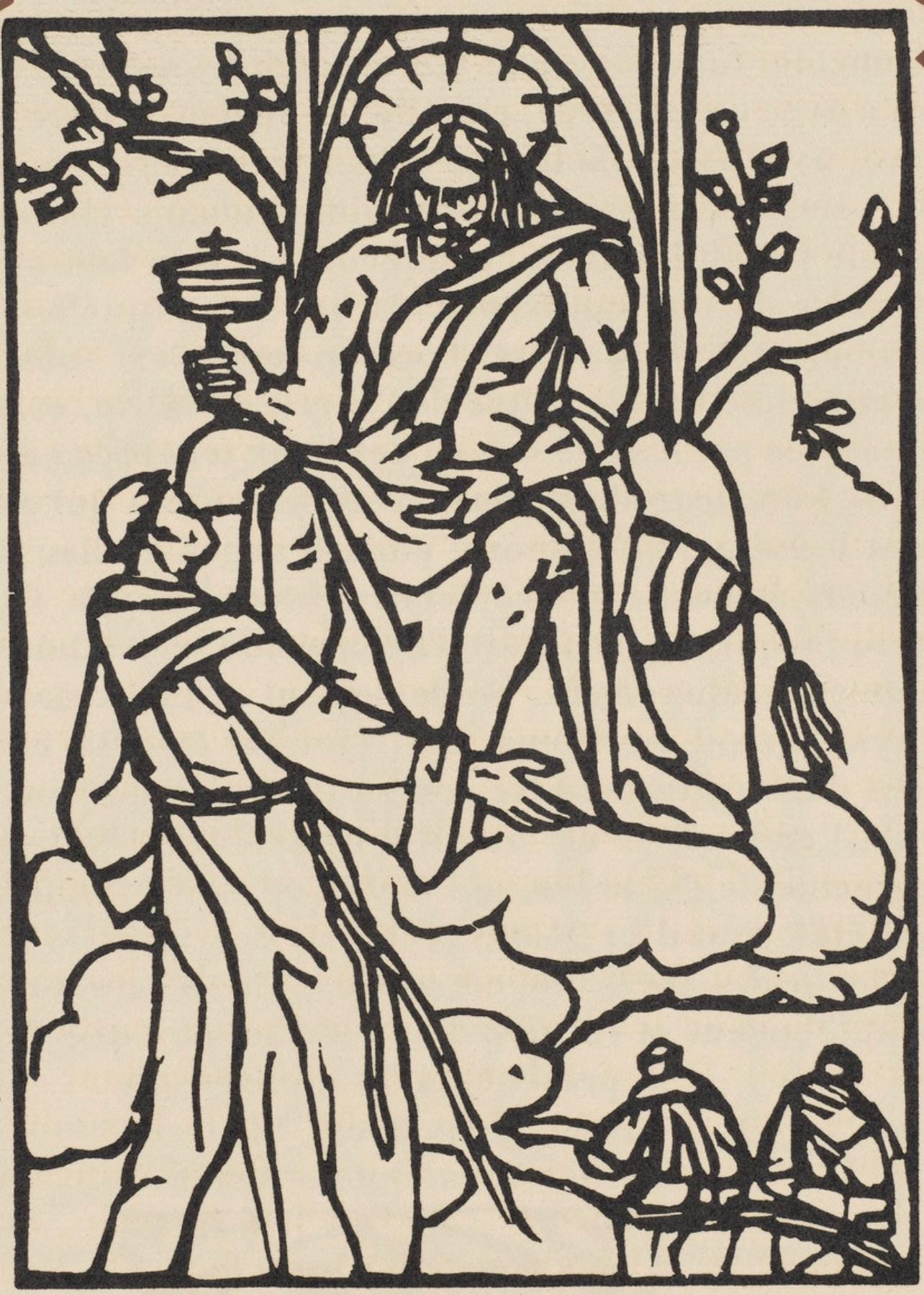 Émile Bernard, Composition (Morane, No. 100), Les Petites Fleurs de St. Françoise, Limited Edition Woodcut