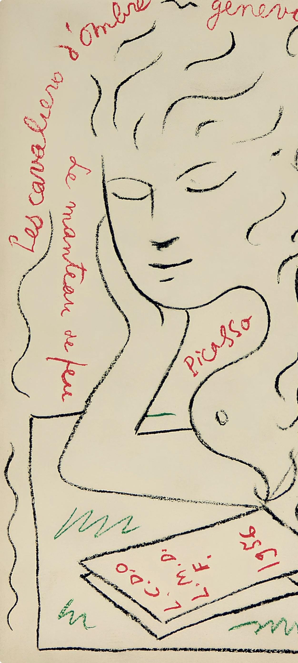 Jean Cocteau, Composition, Sous le Manteau de Feu, Limited Edition Lithograph