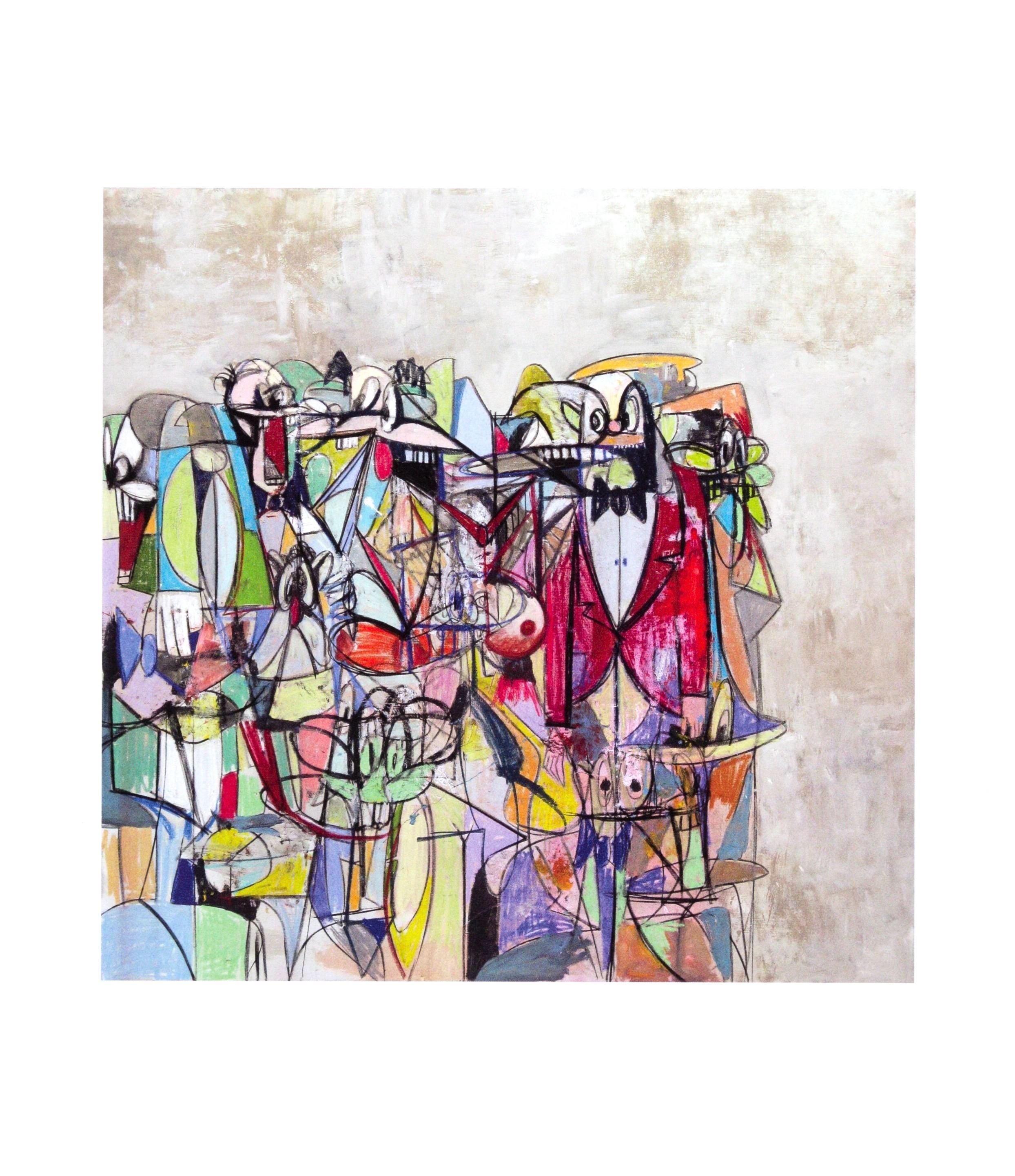 George Condo, Compression IV, Drawing Paintings, Limited Edition Four Color Process Print