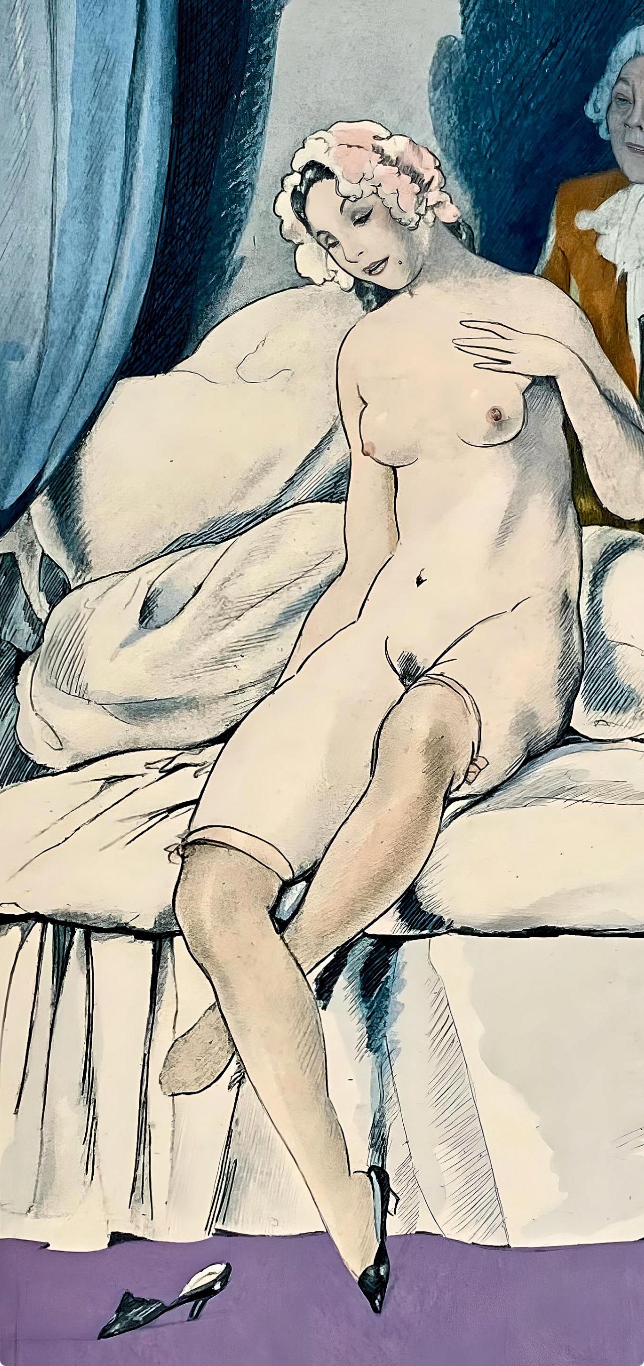 Umberto Brunelleschi, Composition, La Leçon d'amour dans un parc, Limited Edition Lithograph