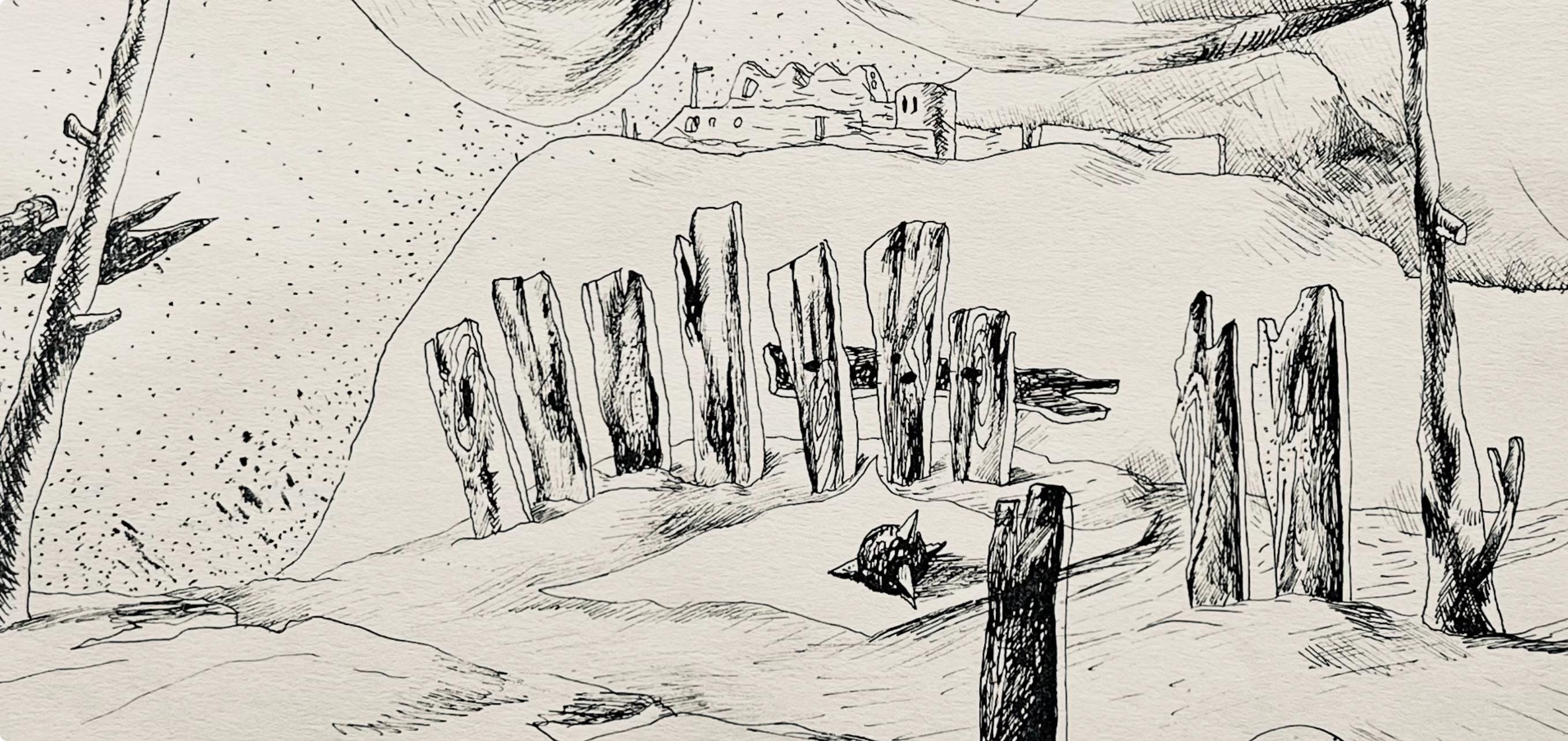 Jean Lurçat, le seigneur individu, huit dessins à la plume, Limited Edition Lithograph