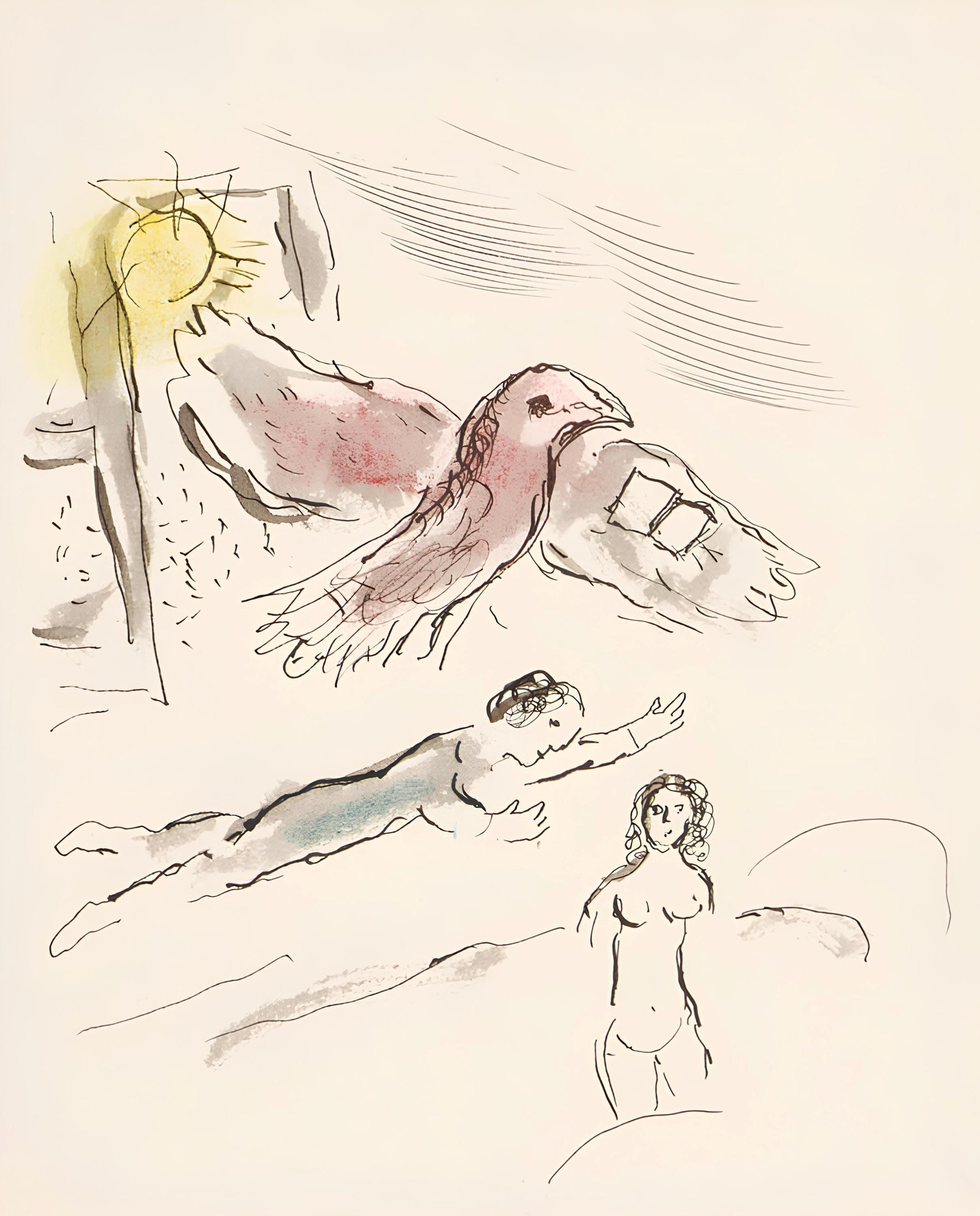 Marc Chagall, Composition, Lettres d'hivernage, Limited Edition Lithograph