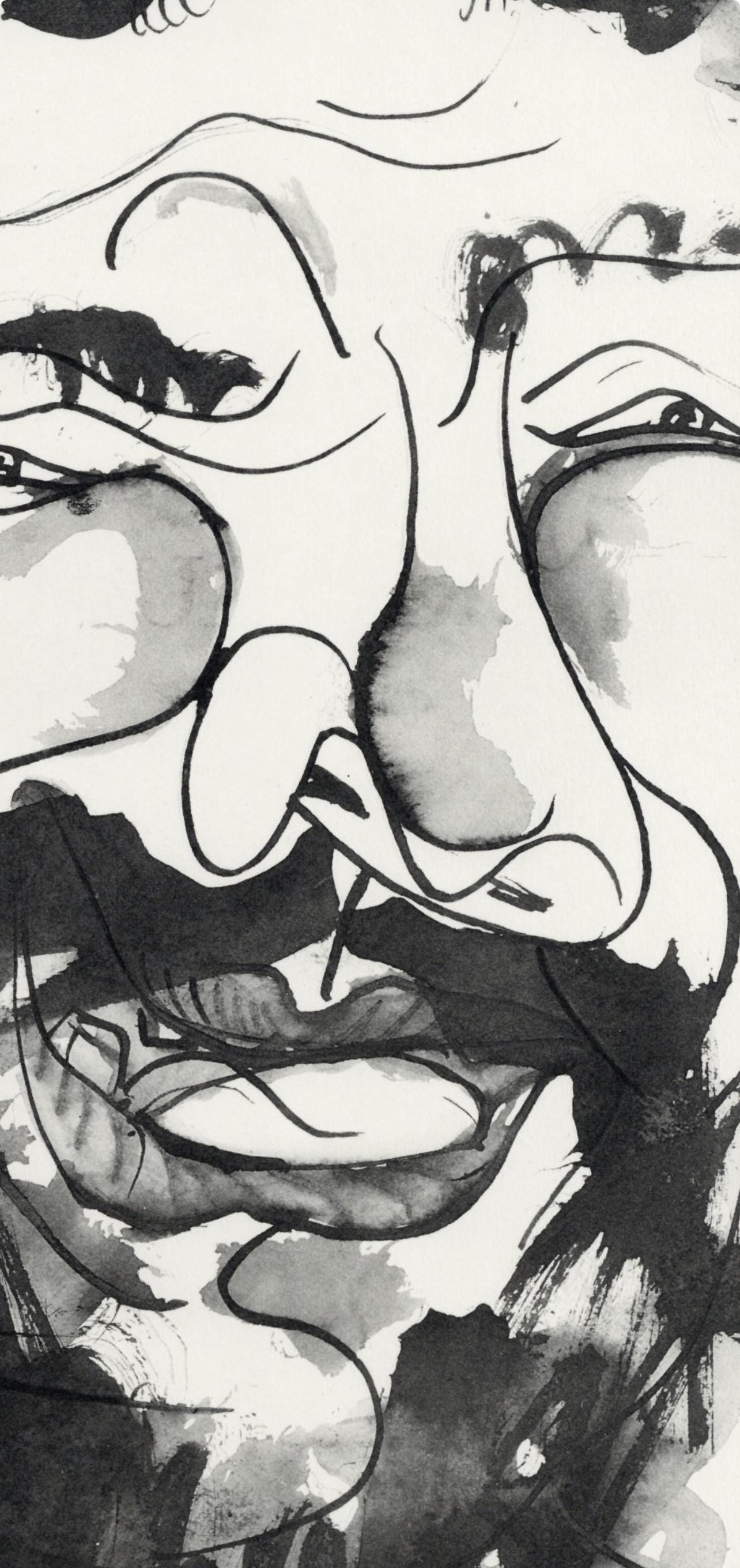 Pablo Picasso, d'homme riant, à la barbe (Cramer No. 84), 40 dessins de Picasso en marge du Buffon, Limited Edition Lithograph