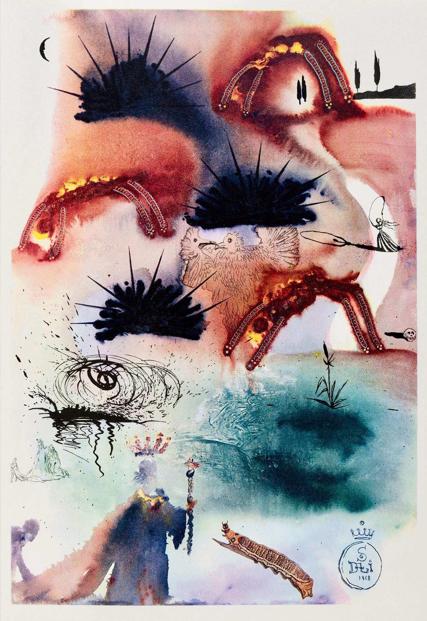 Salvador Dalí, Composition (Field 69-5, A-M), Alice's Adventures in Wonderland, Limited Edition Héliogravure