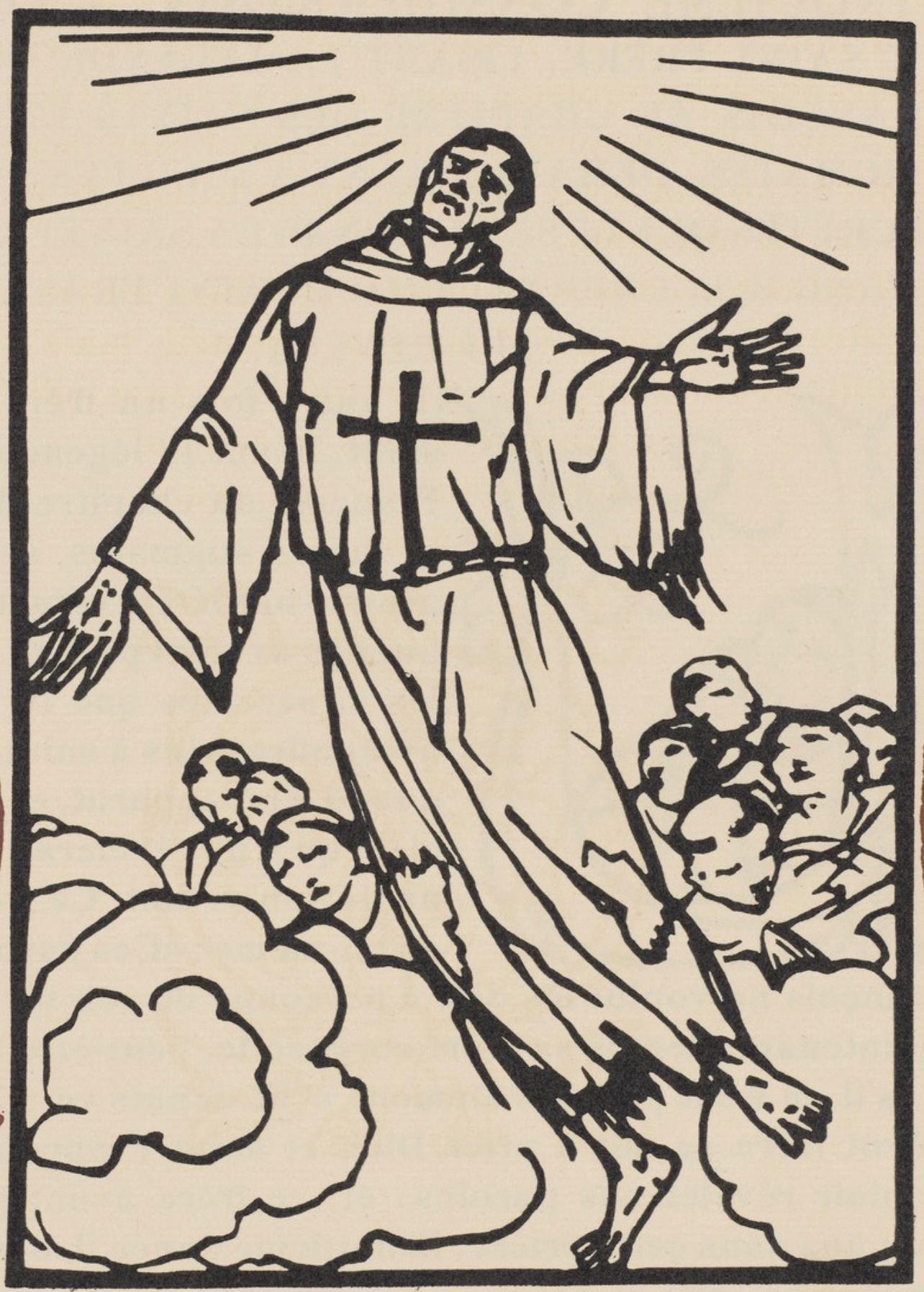 Émile Bernard, Composition (Morane, No. 100), Les Petites Fleurs de St. Françoise, Limited Edition Woodcut