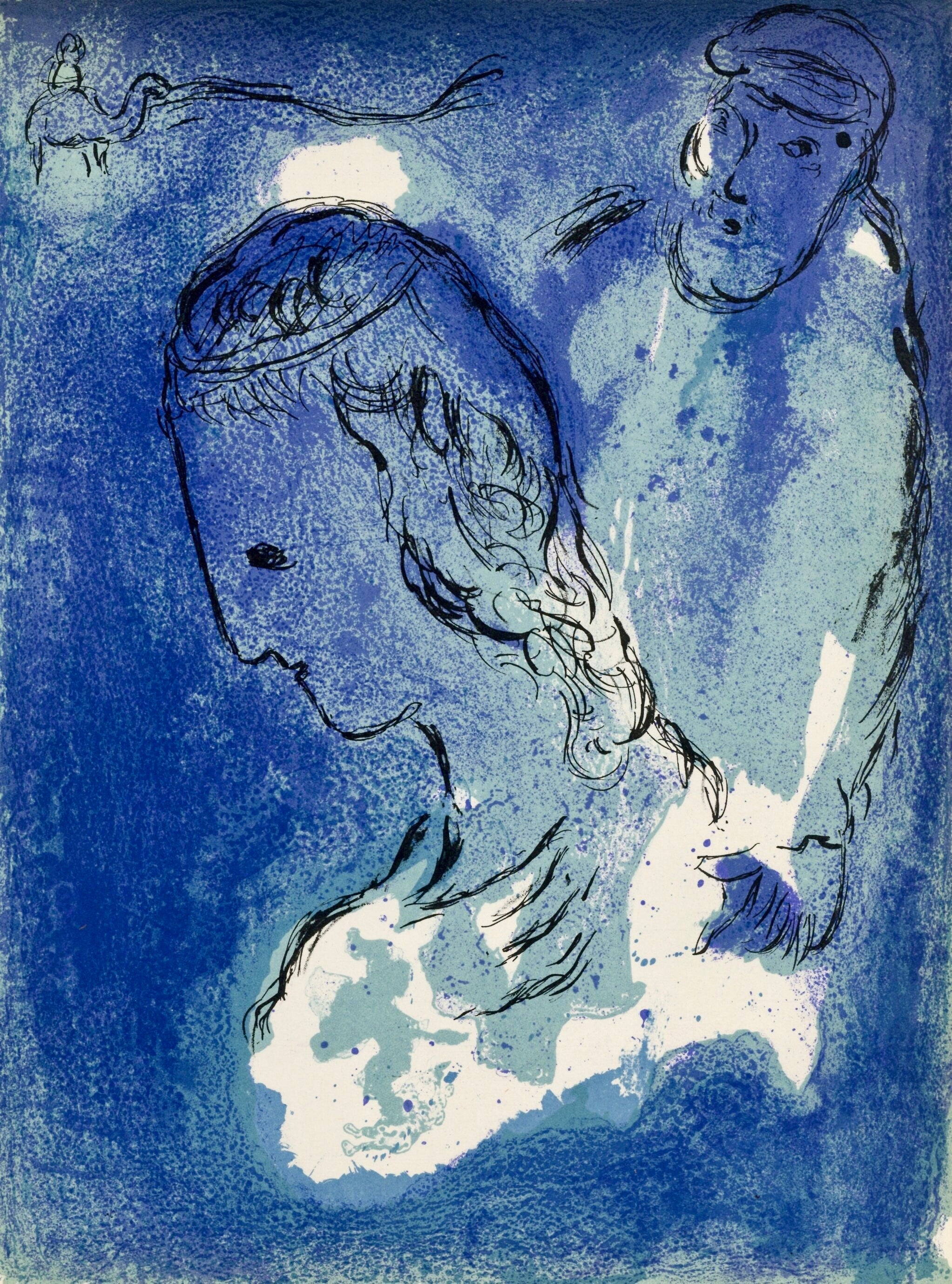 Marc Chagall, Abraham and Sarah (Mourlot 117-46; Cramer 25), Drawings from the Bible by Marc Chagall, Verve, Limited Edition Lithograph