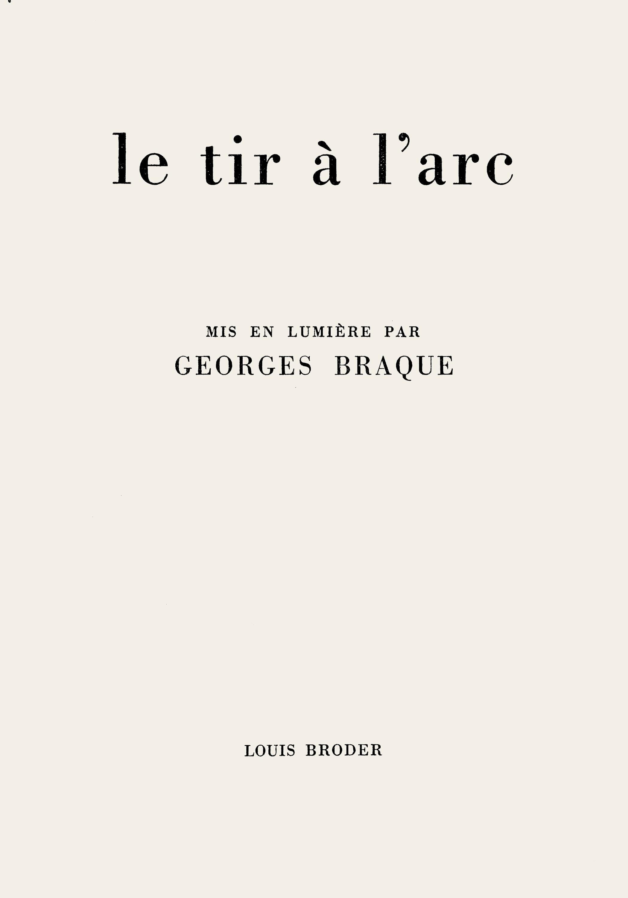 Georges Braque, Composition (Vallier 153), Le Tir à l'arc mis en lumière par Georges Braque, Limited Edition Lithograph