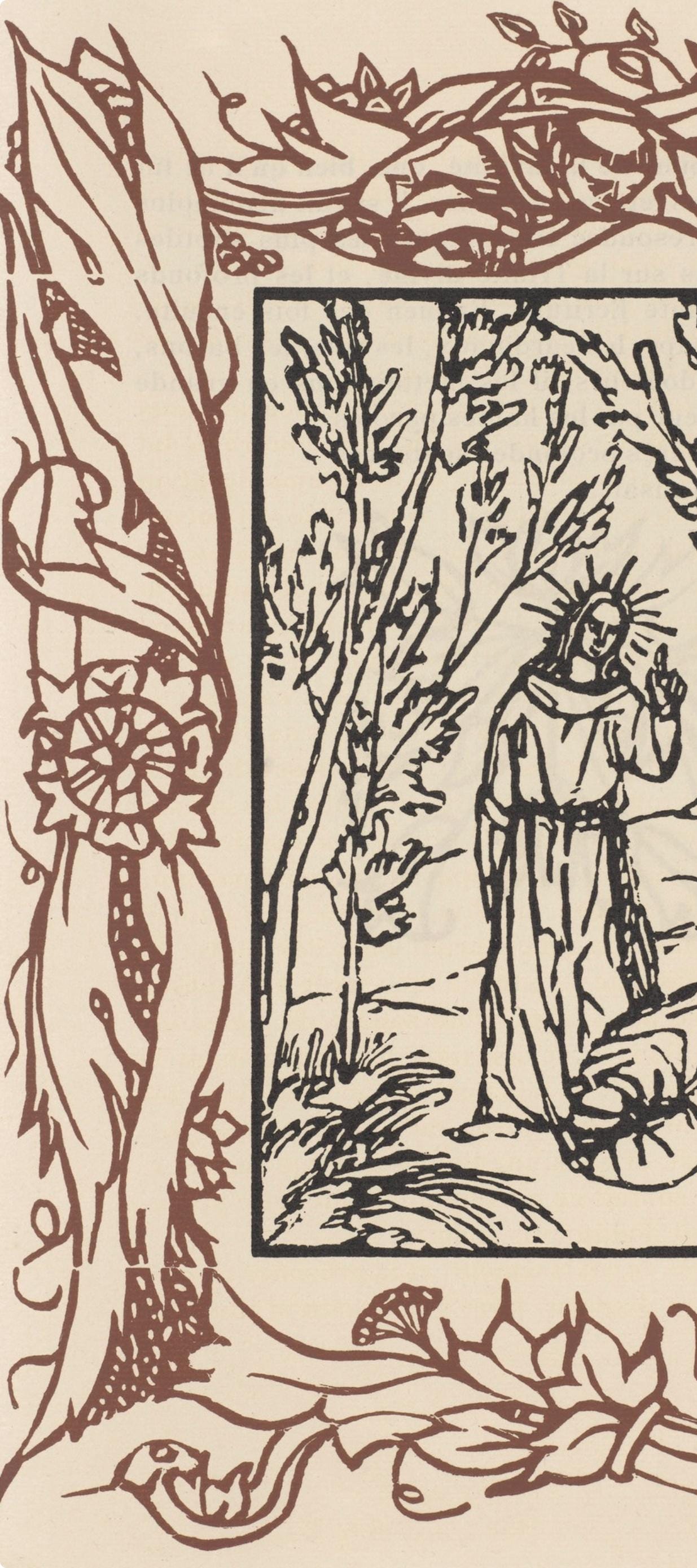 Émile Bernard, Composition (Morane, No. 100), Les Petites Fleurs de St. Françoise, Limited Edition Woodcut