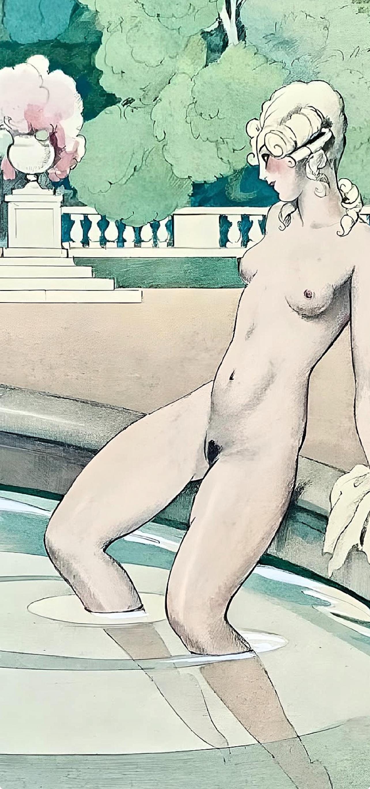 Umberto Brunelleschi, Composition, La Leçon d'amour dans un parc, Limited Edition Lithograph