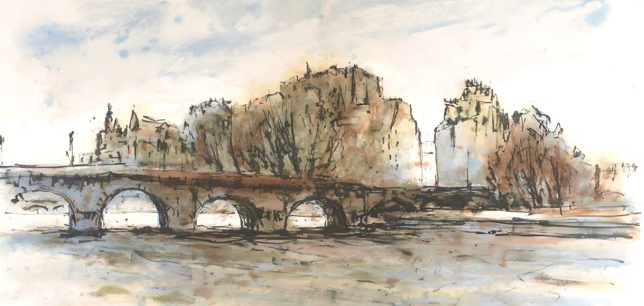 Aimé Daniel Steinlen, Le Pont-Neuf, Au Temps de Paris Seine, Limited Edition Lithograph