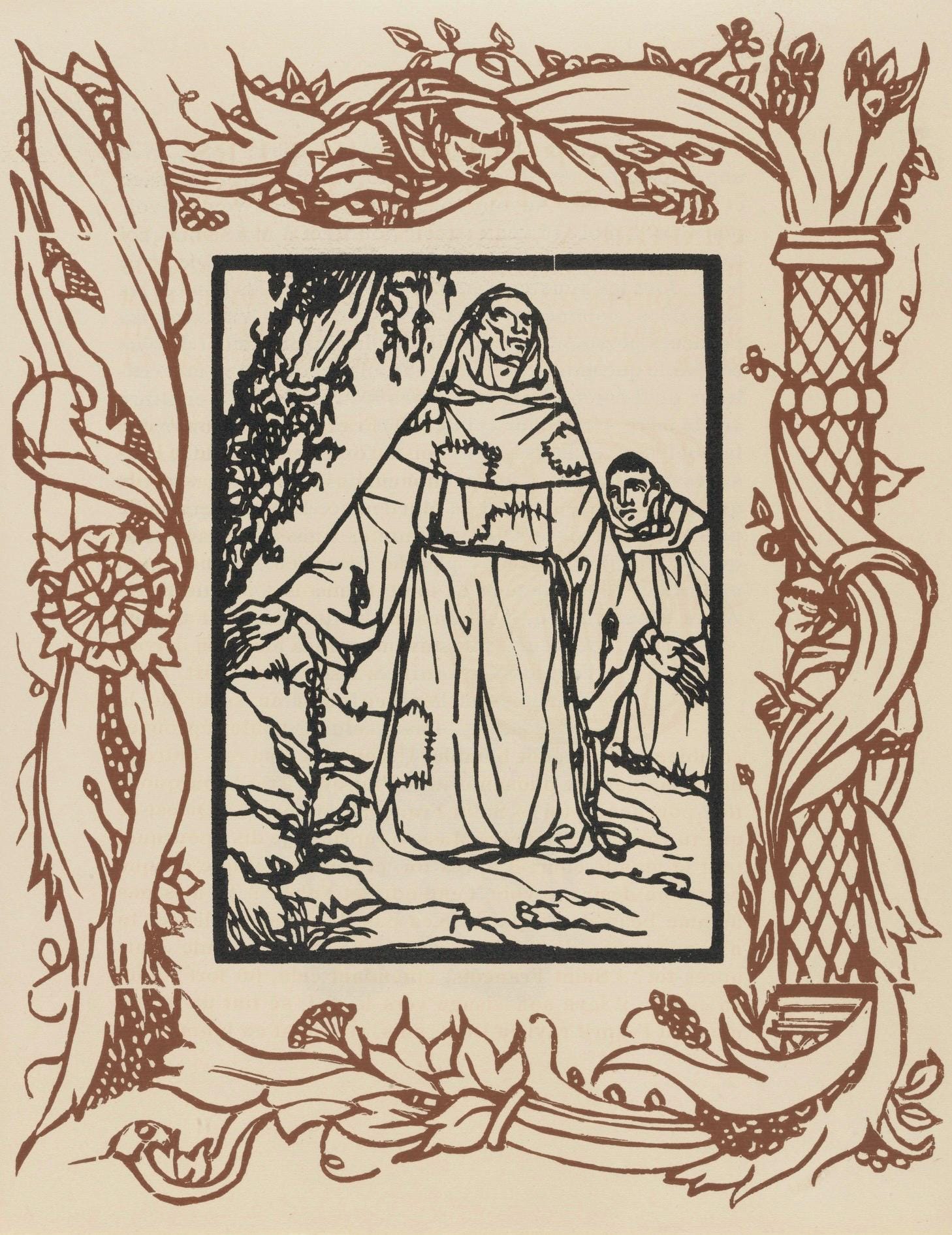 Émile Bernard, Composition (Morane, No. 100), Les Petites Fleurs de St. Françoise, Limited Edition Woodcut