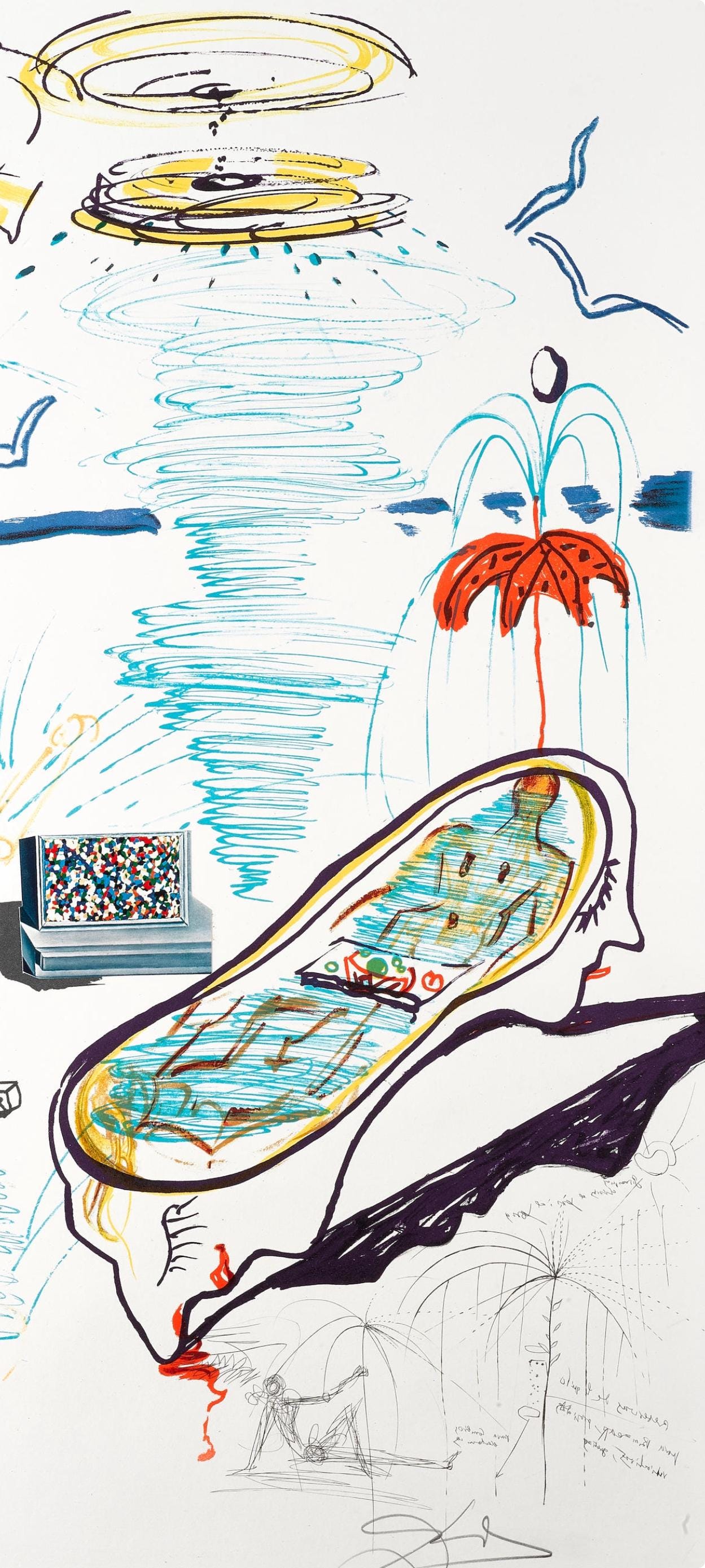 Salvador Dalí, Baignoire à tornade liquide (M/L 822-831; Field 75-13), Imaginations et Objets du Futur, Limited Edition Lithograph