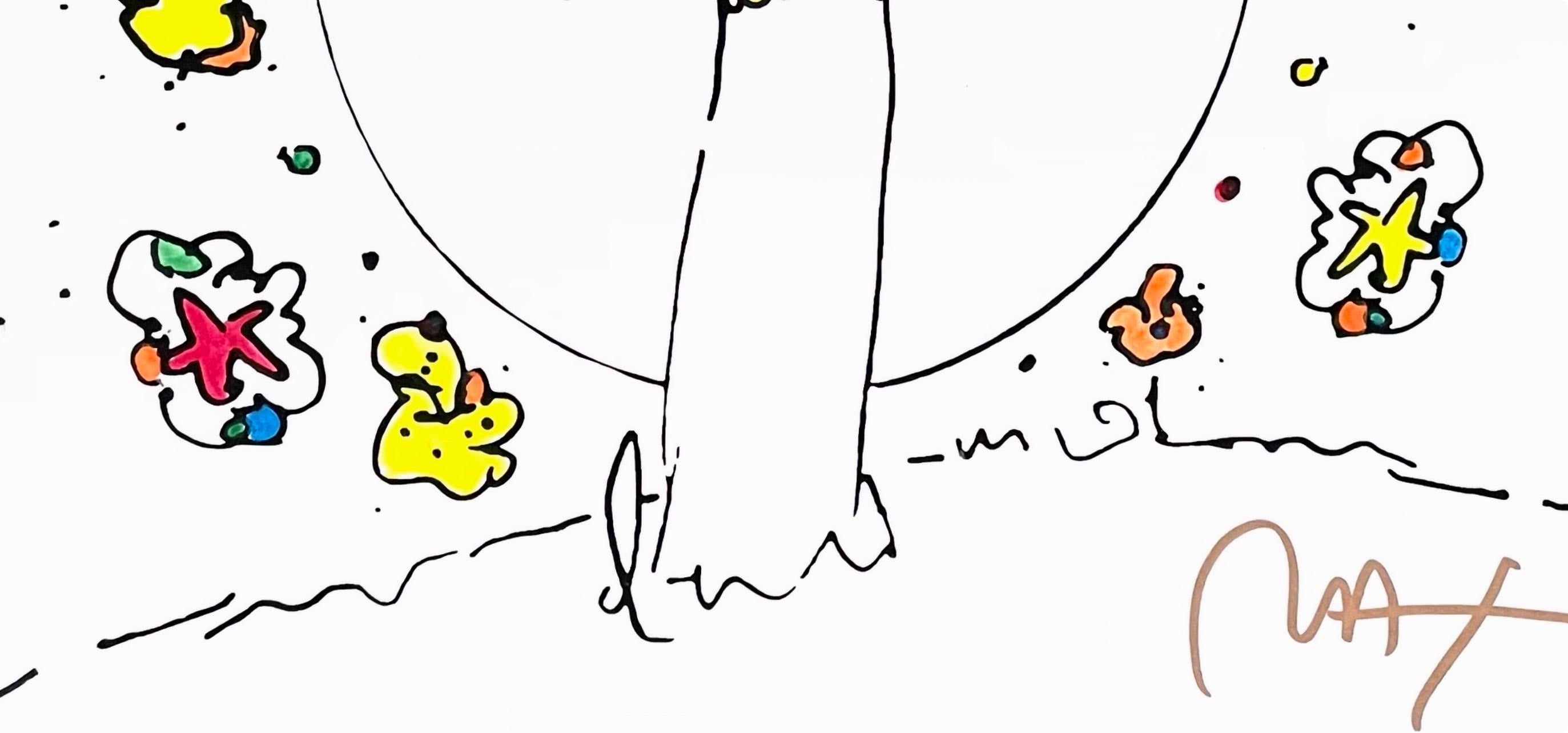 Peter Max, Angel with Spread Wings, Hand Signed, Mixed Media Watercolor and Silkscreen Painting