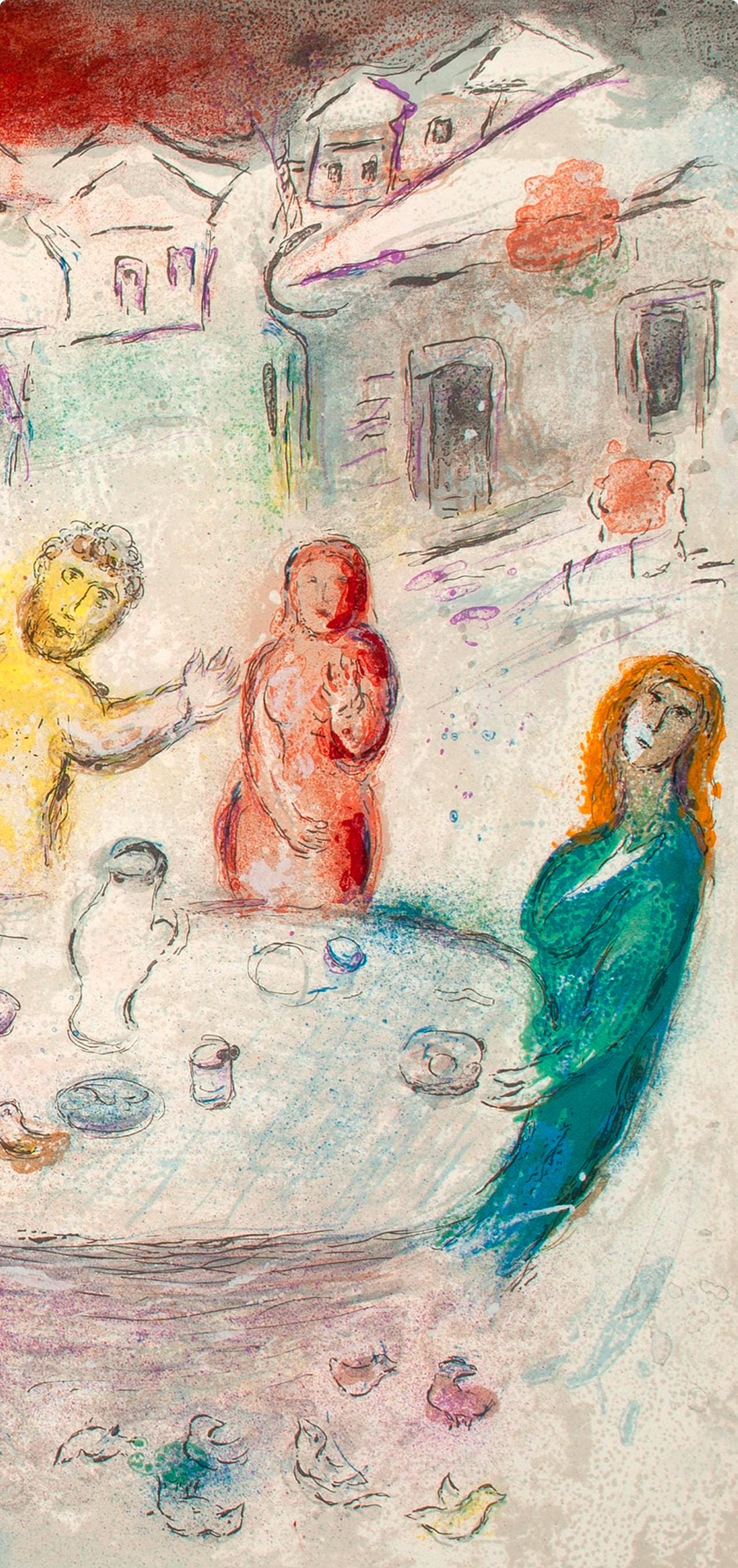 Marc Chagall, Le Repas chez Dryas, Daphnis et Chloé, Limited Edition Héliogravure