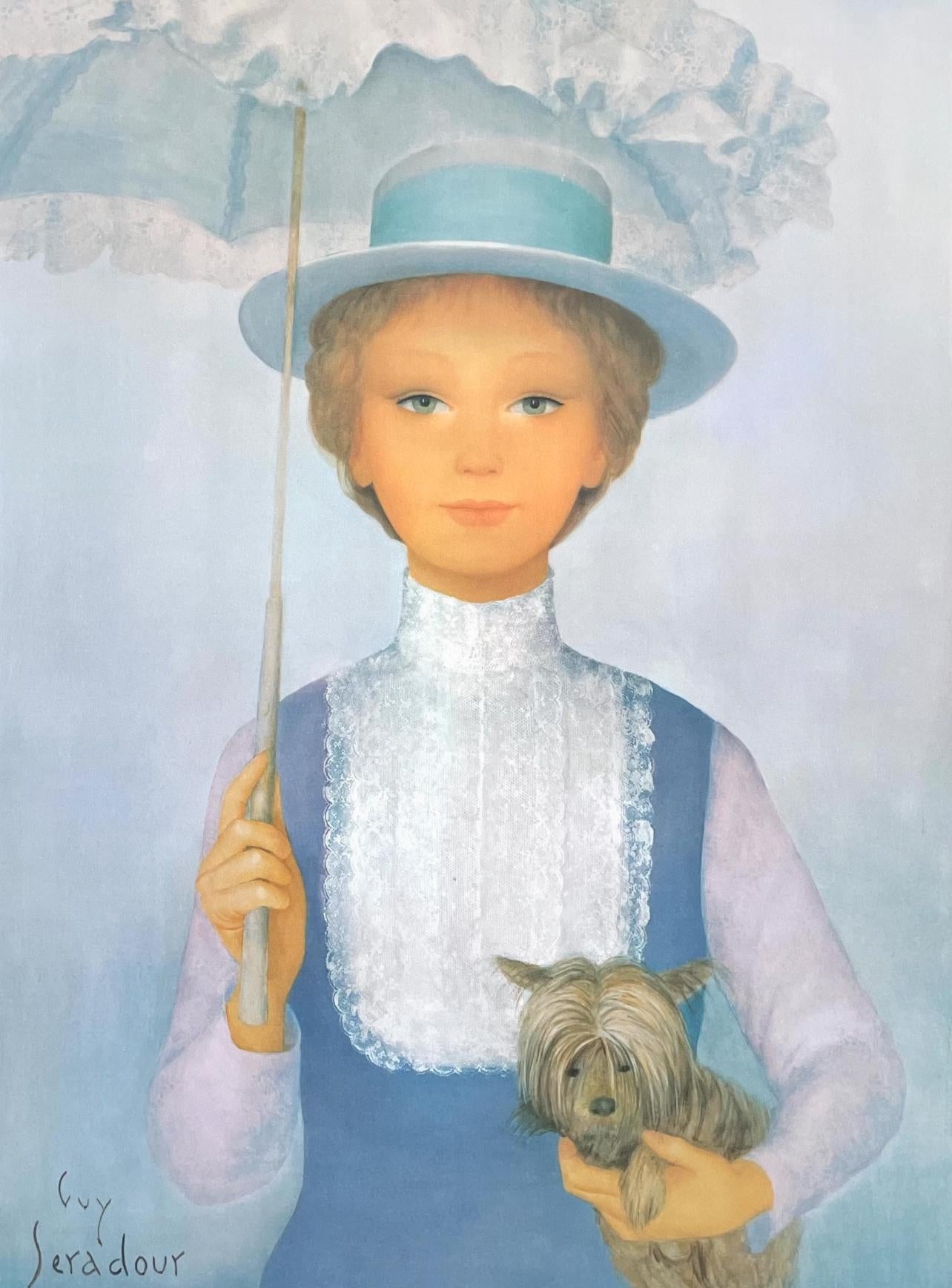 Guy Séradour, Jeune fille à l'ombrelle, Original Edition Offset Lithograph