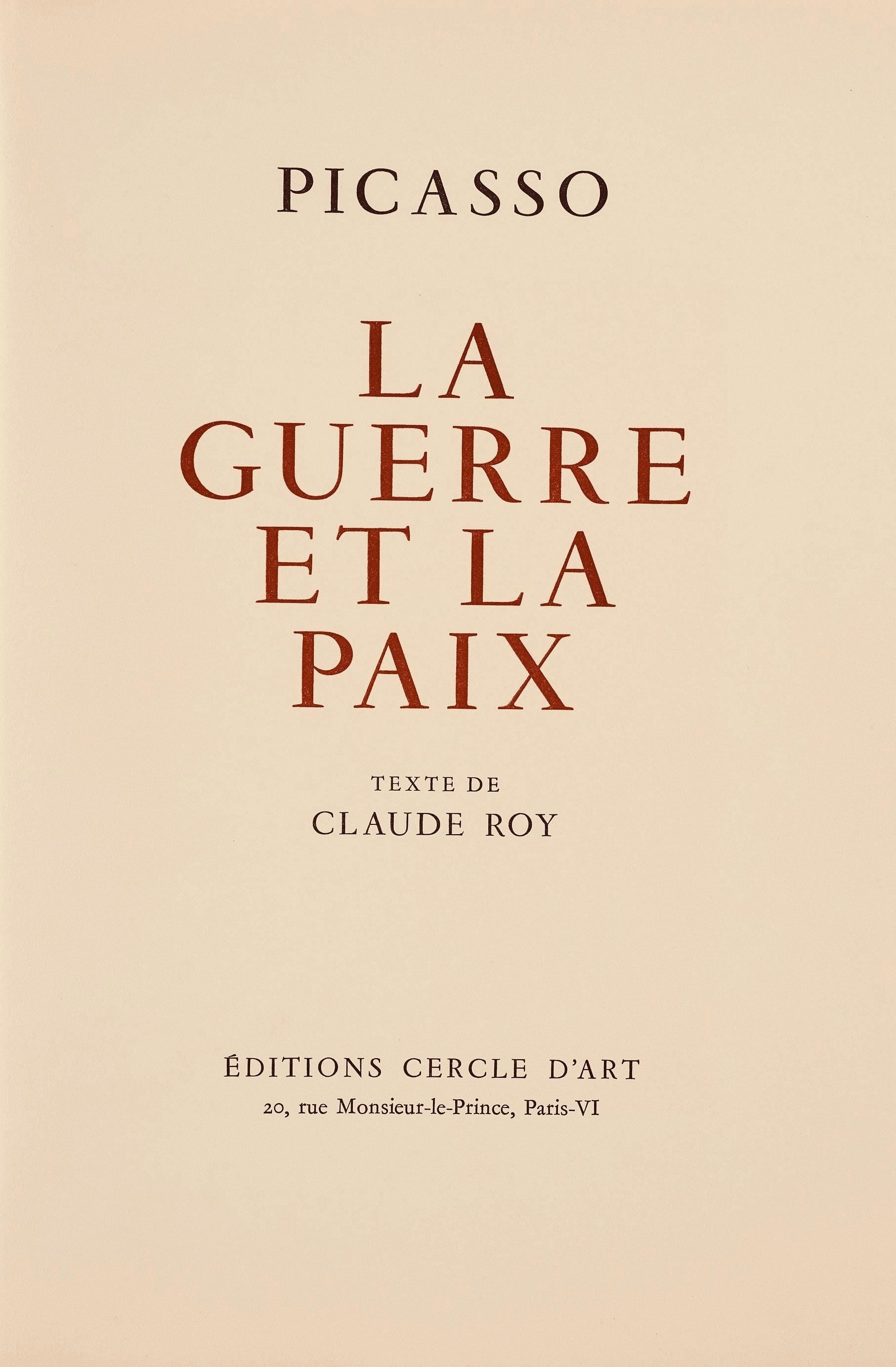 Pablo Picasso, Composition (Cramer 67; Bloch 748; Mourlot 245; Bloch, Books 66), La Guerre et la Paix, Limited Edition Lithograph