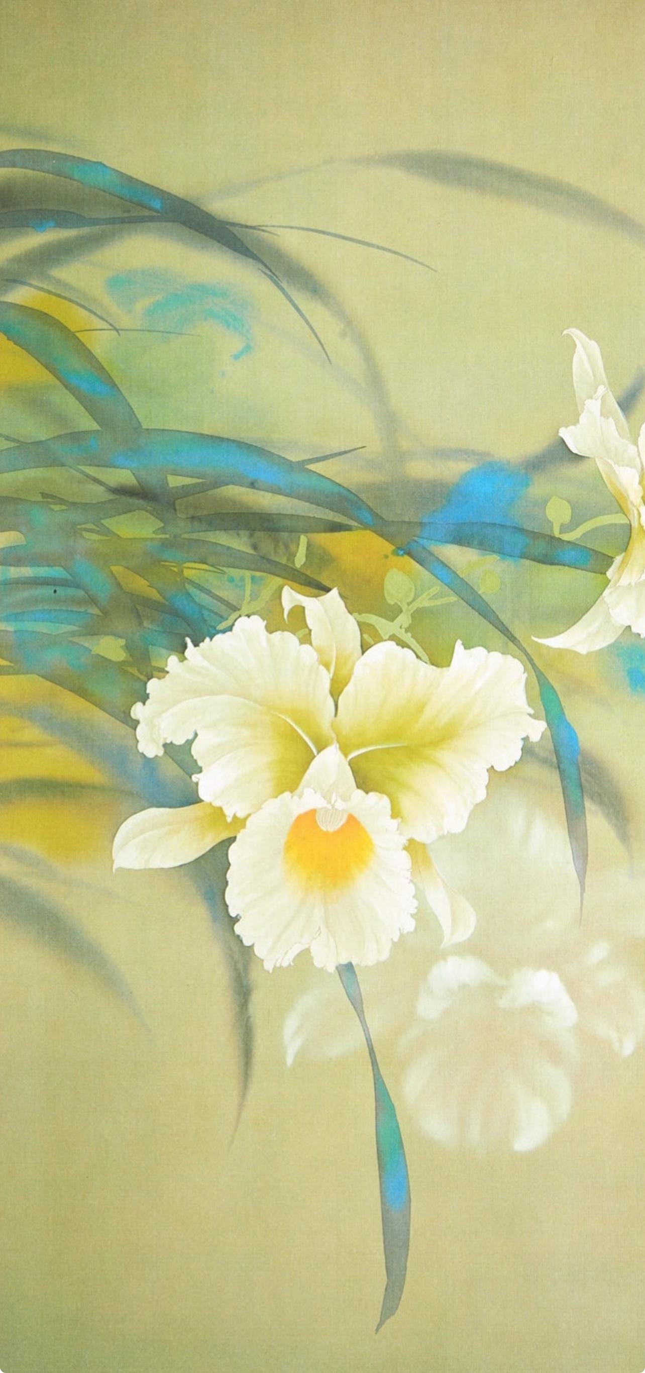 David Lee, White Orchid, Original Edition Offset Lithograph