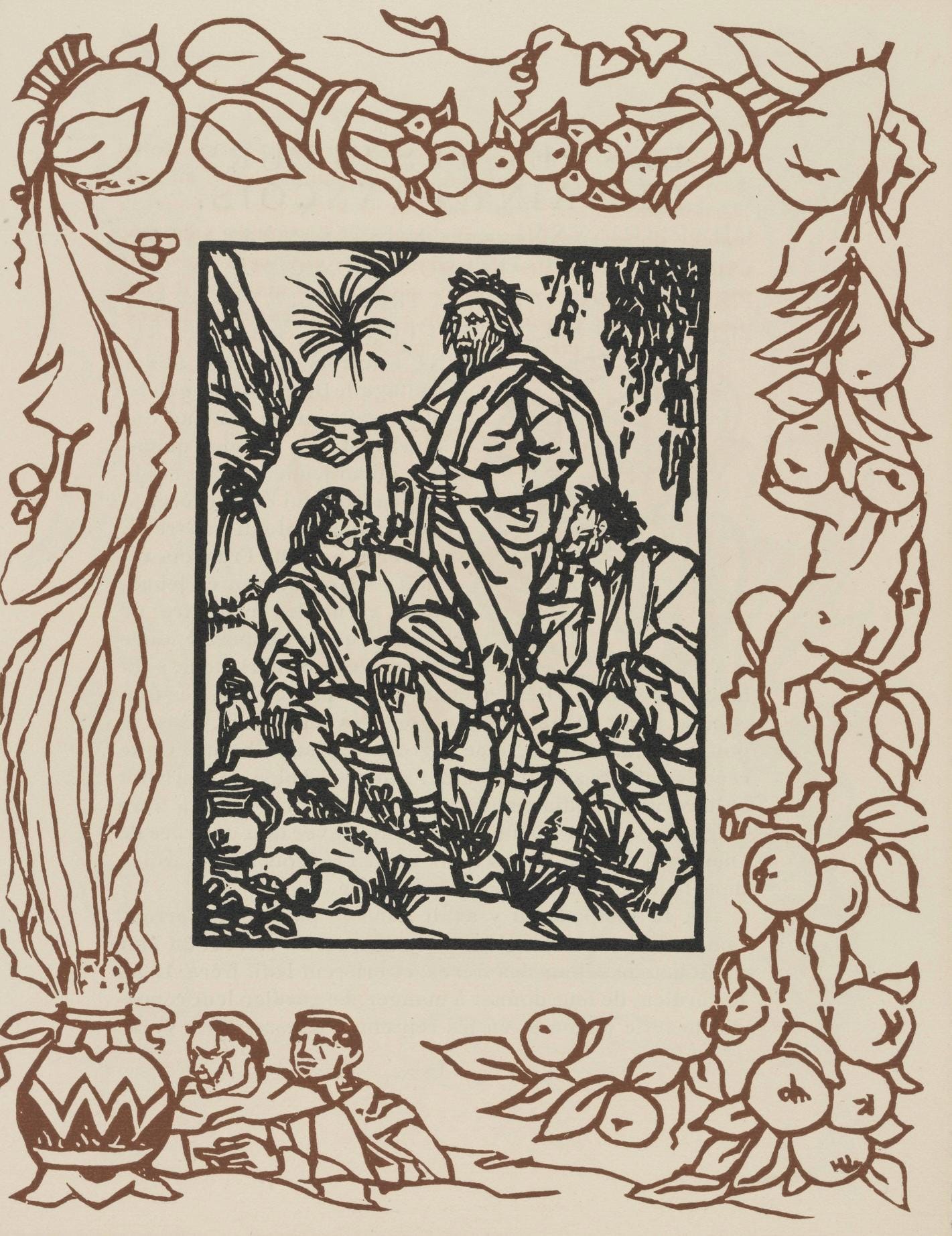 Émile Bernard, Composition (Morane, No. 100), Les Petites Fleurs de St. Françoise, Limited Edition Woodcut