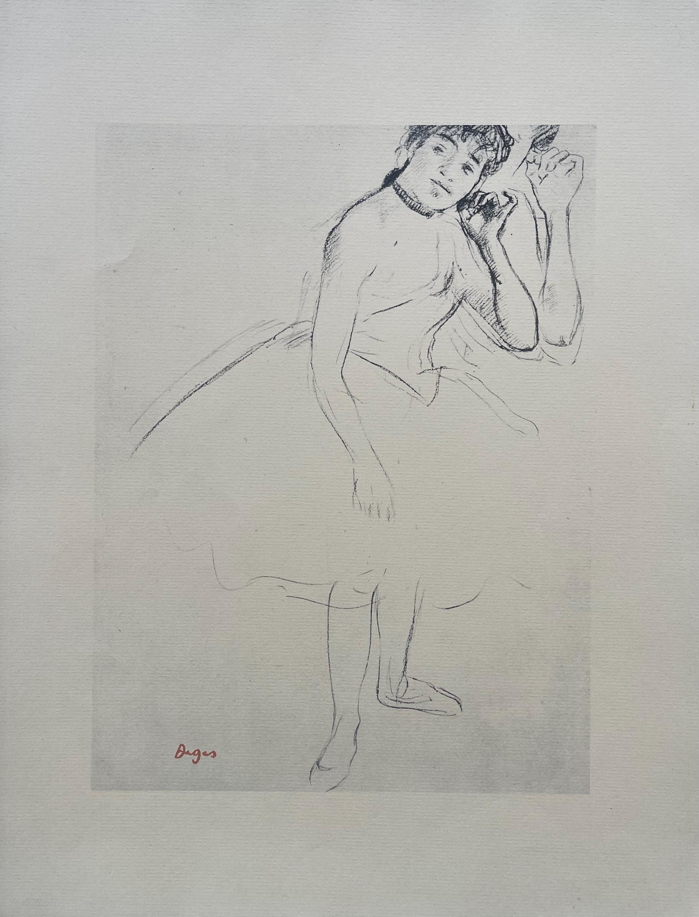 Edgar Degas, Dancer touching her earring, Ten Ballet Sketches, Limited Edition Lithograph