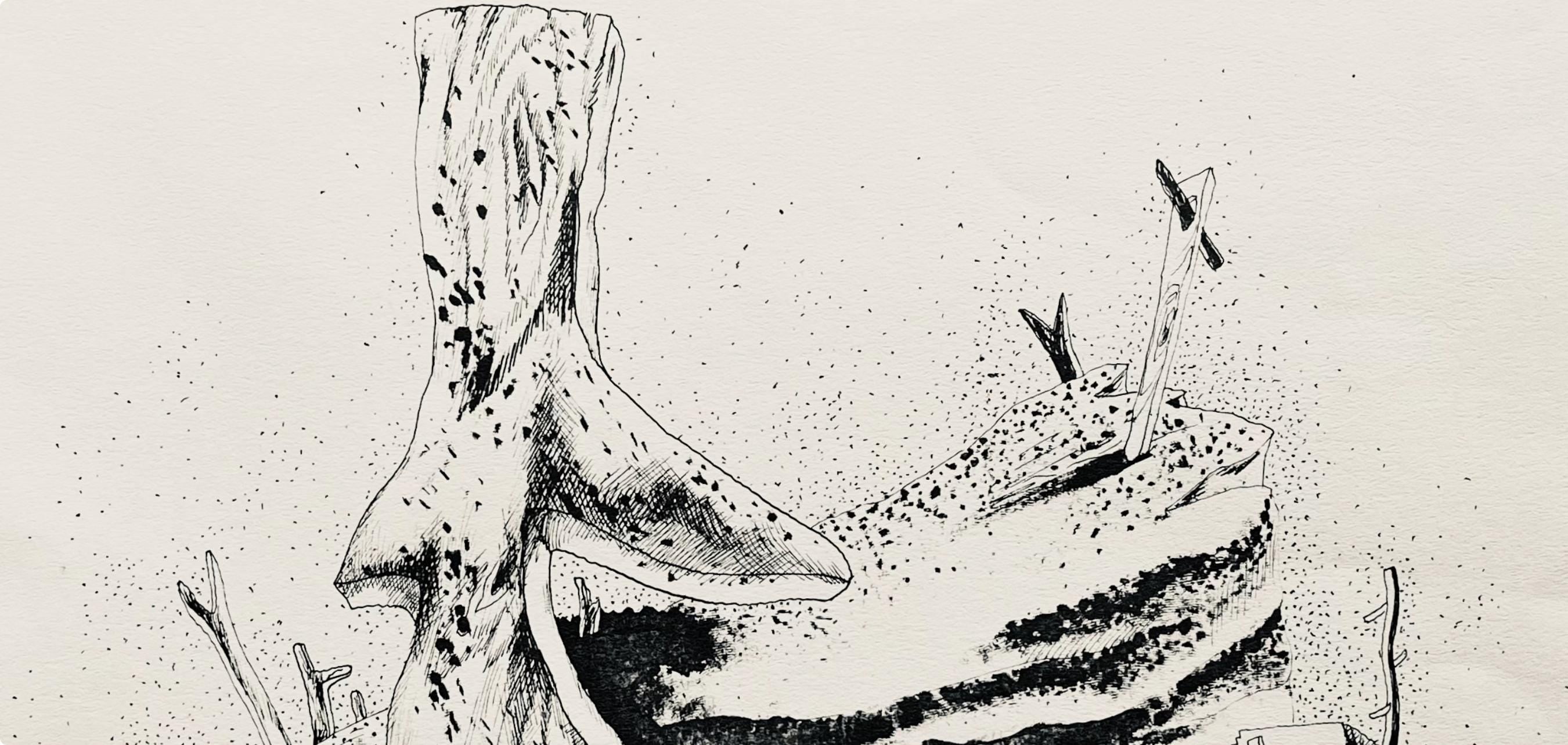 Jean Lurçat, derniers monuments aux victimes, huit dessins à la plume, Limited Edition Lithograph
