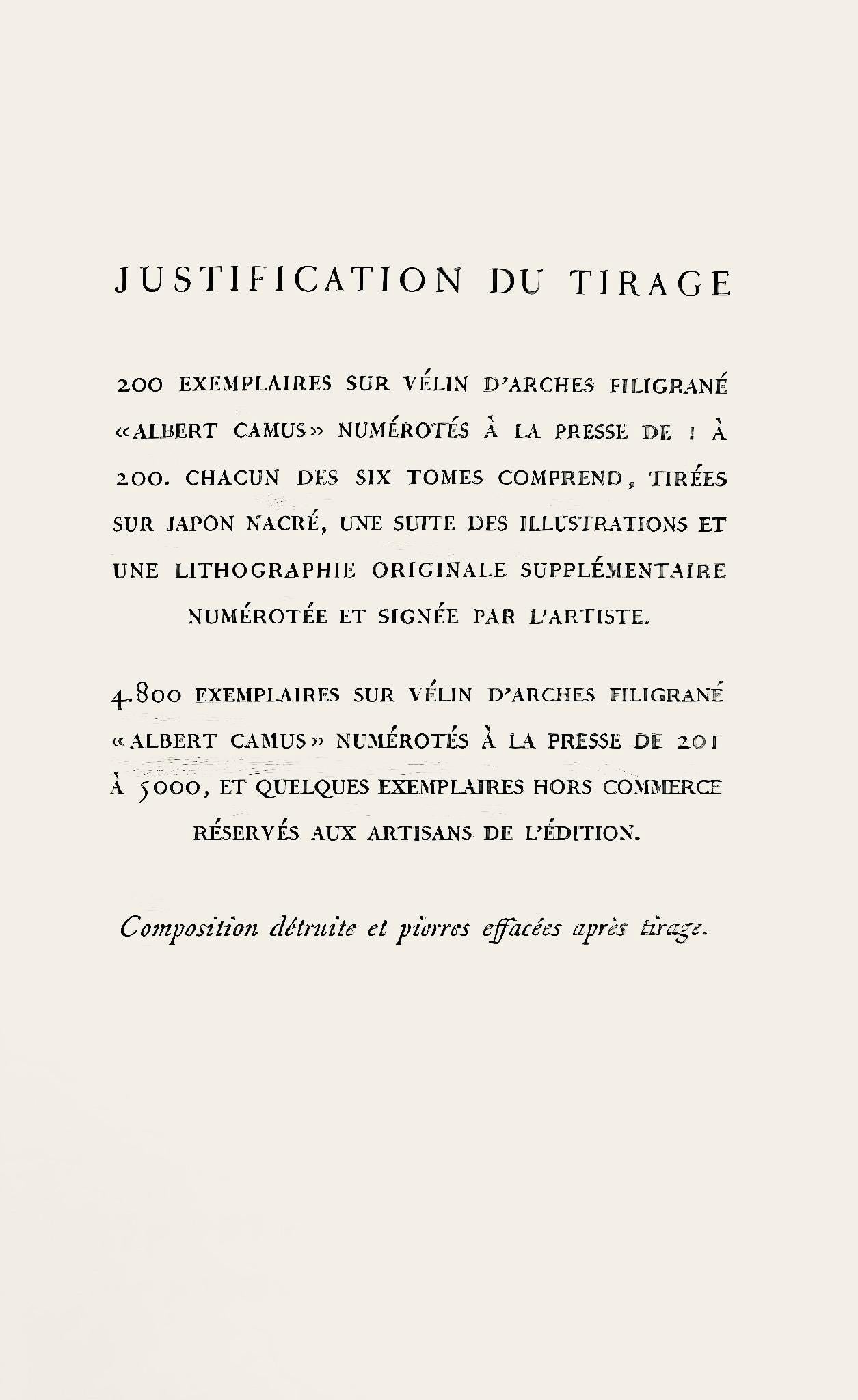 André Masson, Composition, Œuvres complètes d'Albert Camus, Limited Edition Lithograph