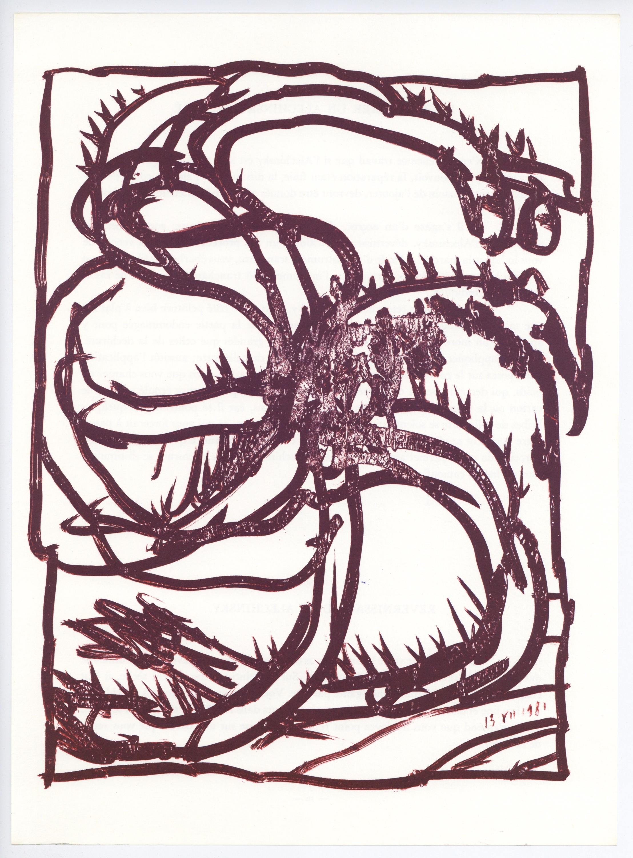 Pierre Alechinsky, Composition, Derrière le miroir, Limited Edition Lithograph