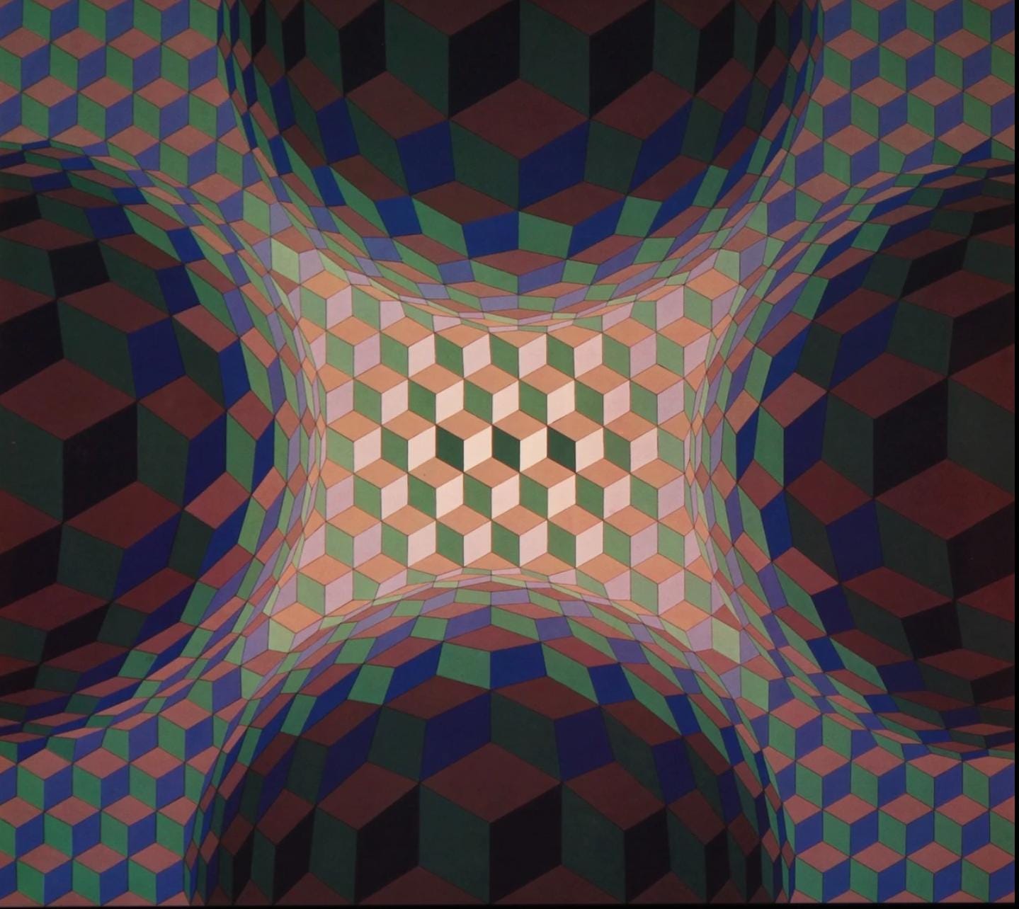 Victor Vasarely, Composition, Hexagone, Limited Edition Héliogravure
