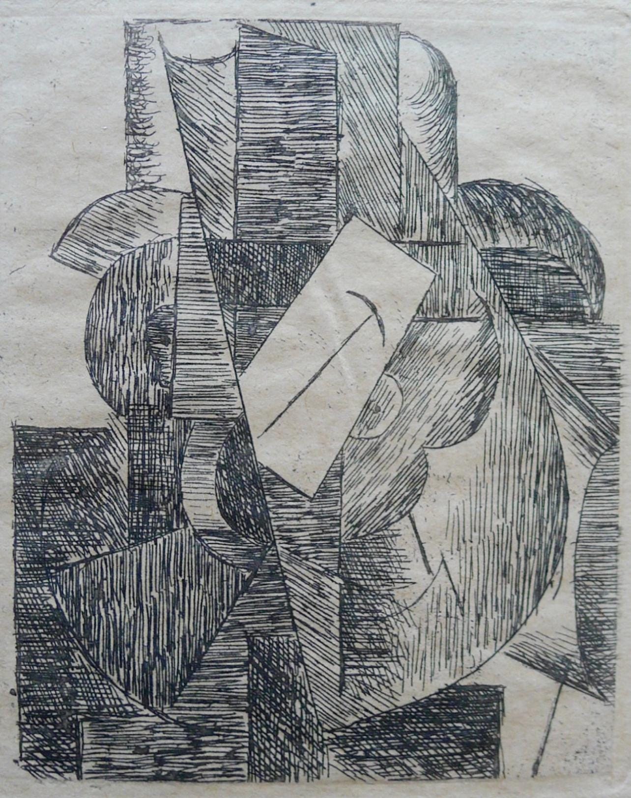 Pablo Picasso, L'Homme au chapeau (Bloch 29; Baer 42; Cramer 46), Du cubisme, Limited Edition Etching