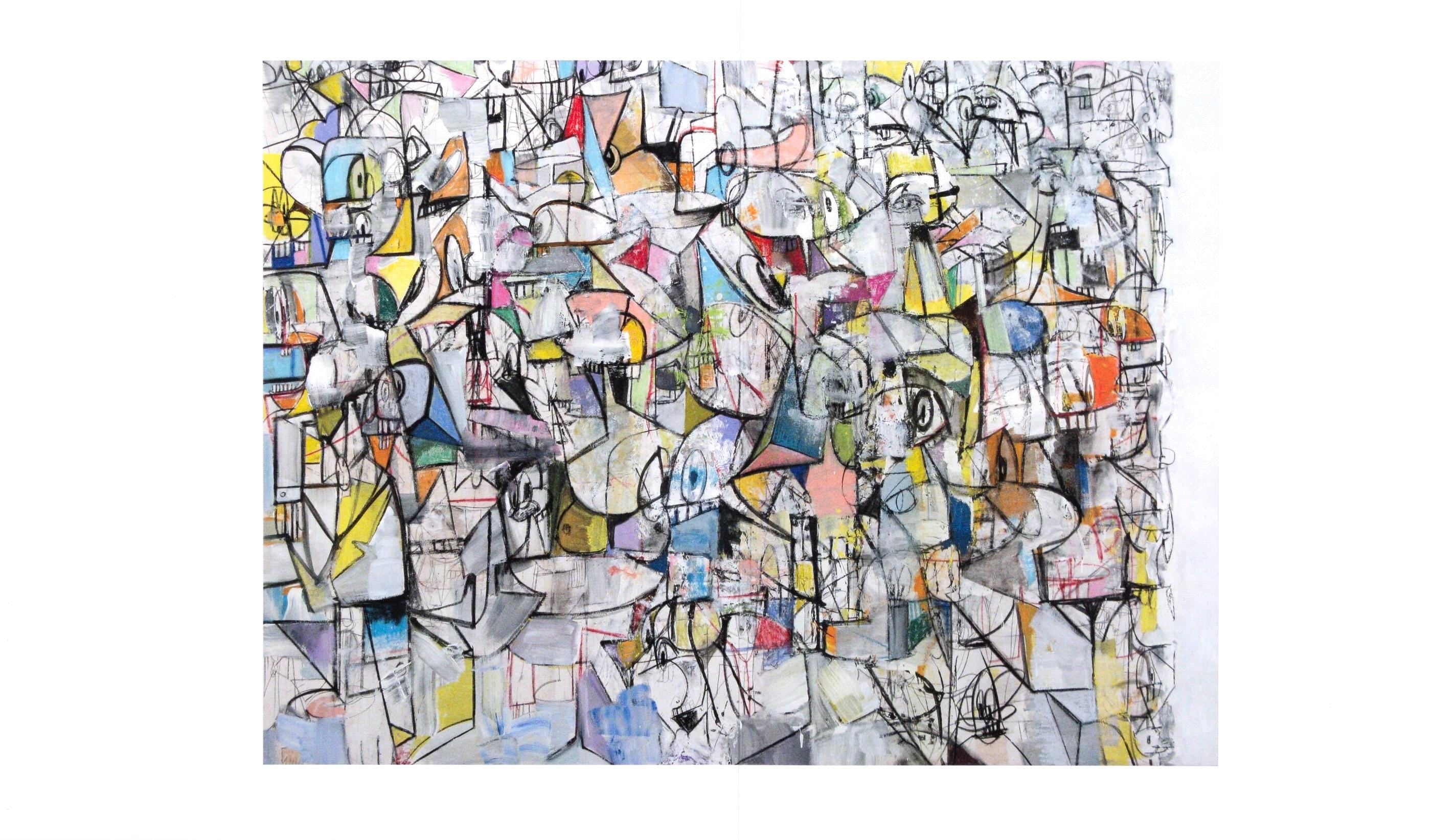George Condo, Compression VI, Drawing Paintings, Limited Edition Four Color Process Print