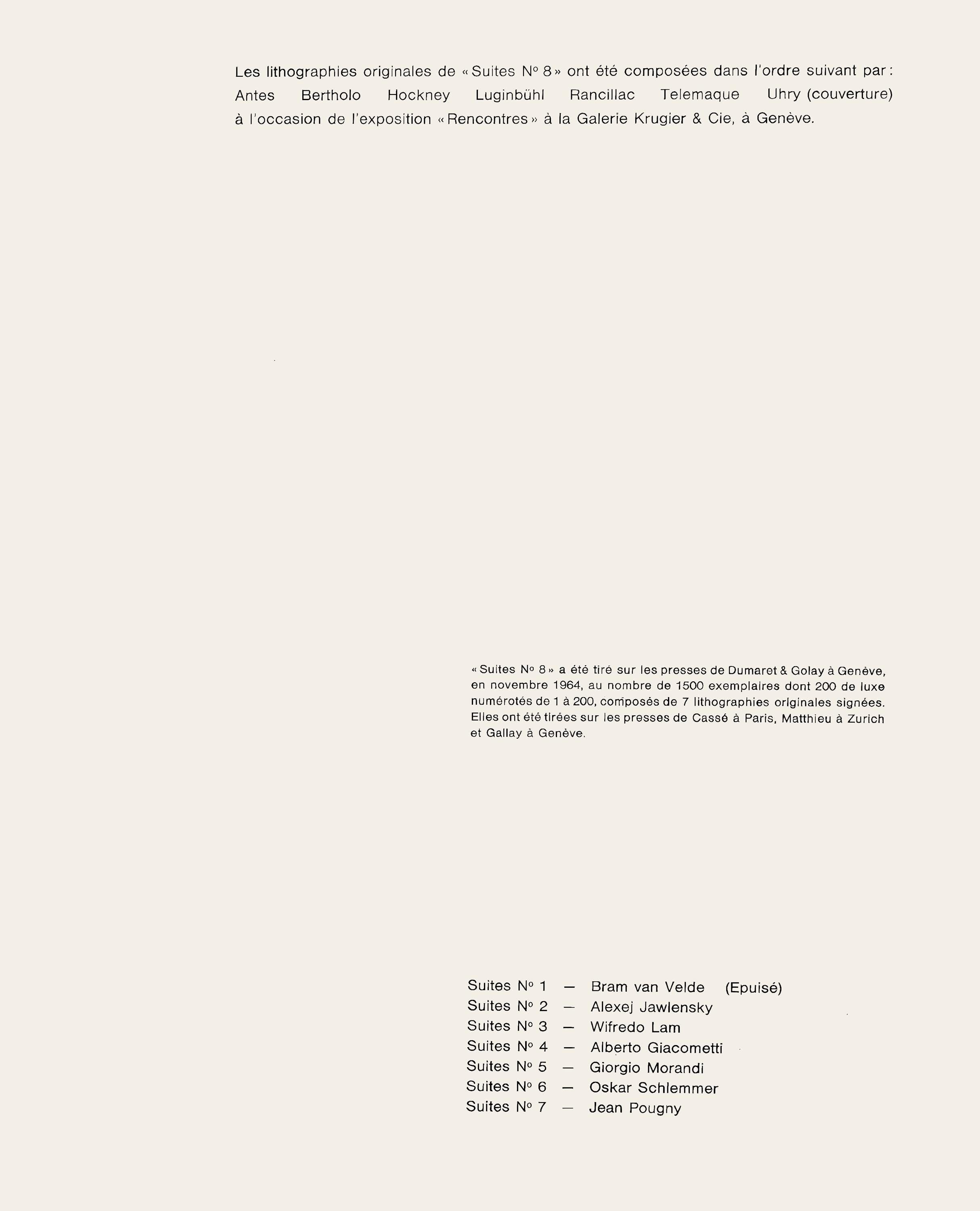 Bernhard Luginbühl, Composition, Suites nº8, Rencontres, Limited Edition Lithograph