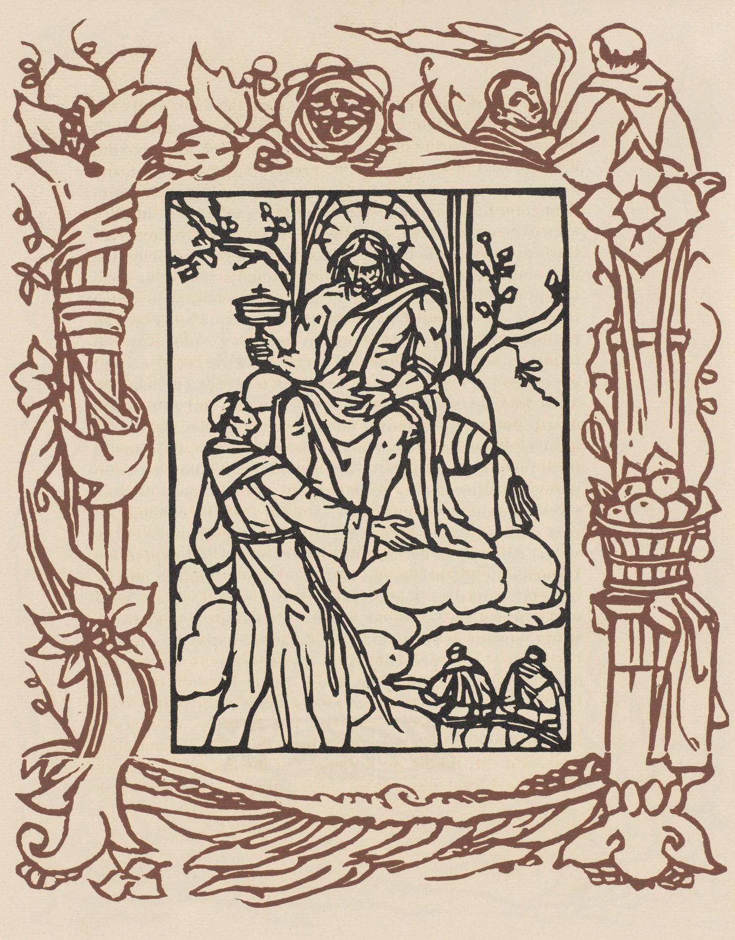 Émile Bernard, Composition (Morane, No. 100), Les Petites Fleurs de St. Françoise, Limited Edition Woodcut
