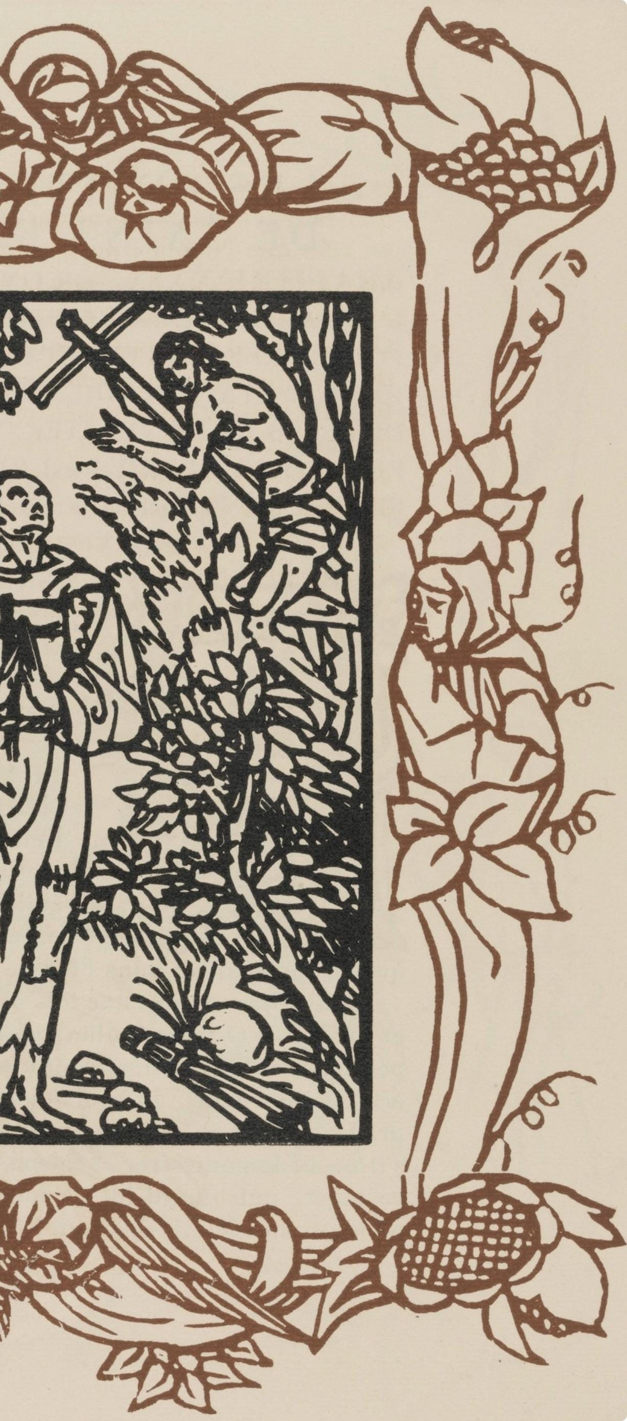 Émile Bernard, Composition (Morane, No. 100), Les Petites Fleurs de St. Françoise, Limited Edition Woodcut