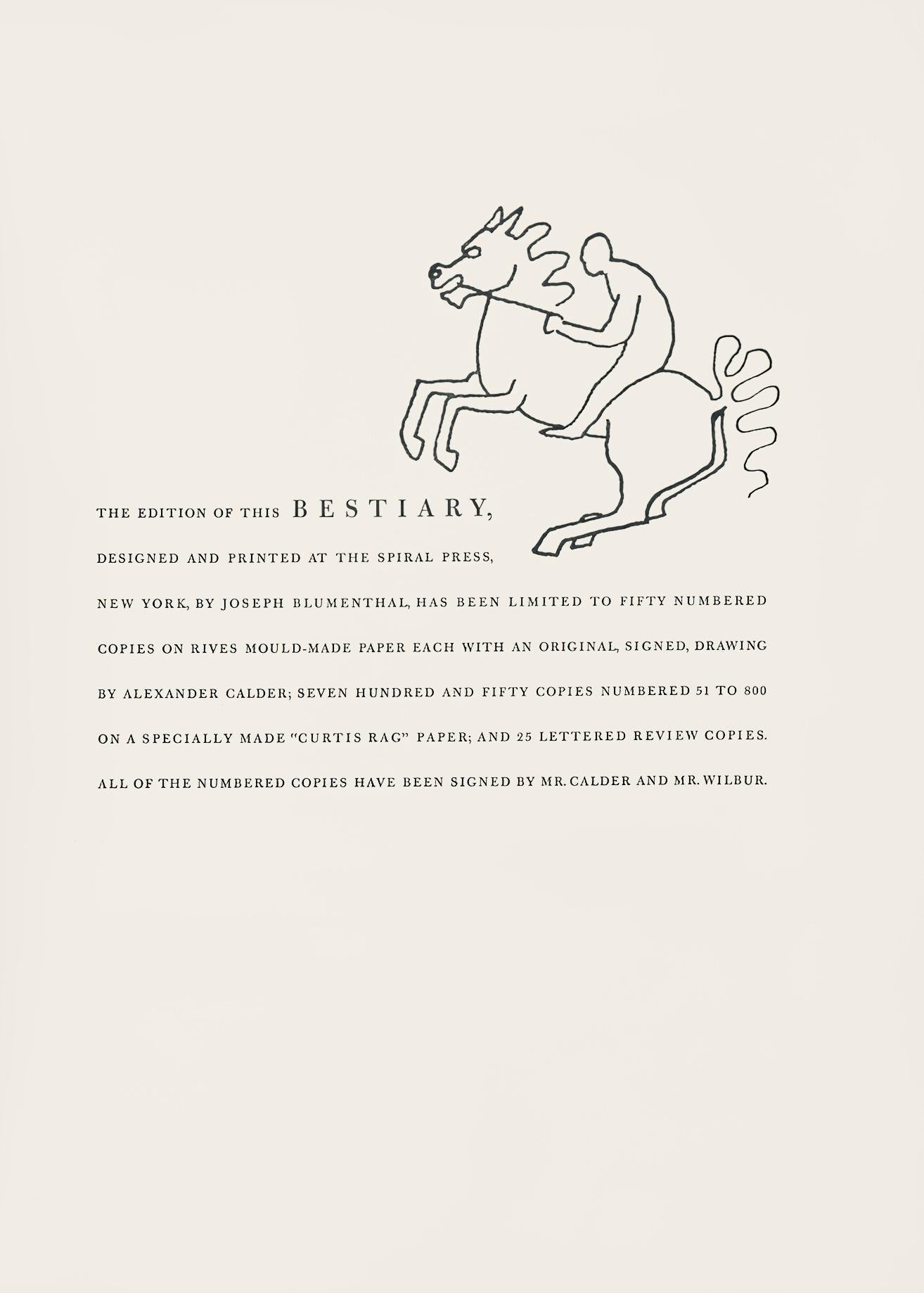 Alexander Calder, Composition, A Bestiary, Limited Edition Letterpress Print