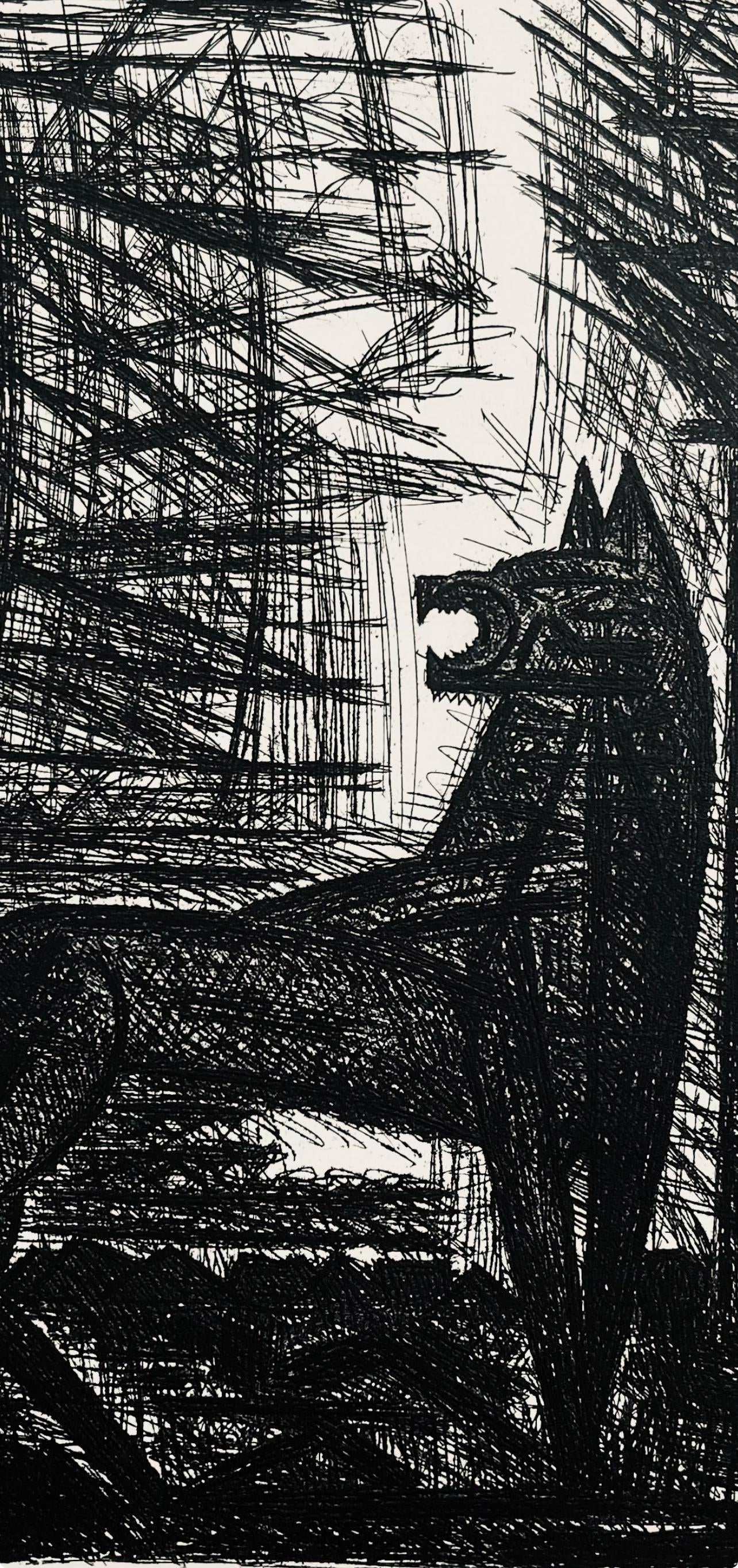 Marcel Gromaire, Presage, Le Loup, Scène VIII, Shakespeare, Macbeth, Eaux-fortes de Gromaire, Limited Edition Etching