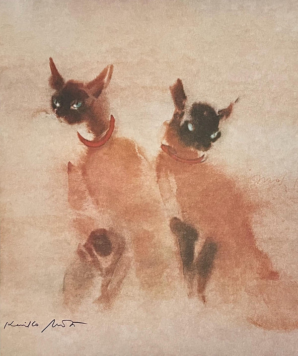 Kaiko Moti, Siamese Cats, Original Edition Offset Lithograph