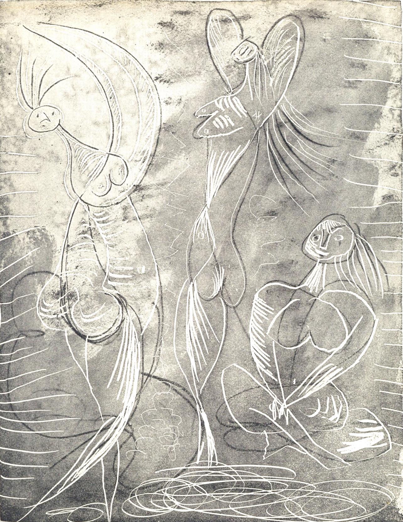 Pablo Picasso, Femme assise et deux danseuses (Bloch 361a-e; Baer 683-688; Cramer 38), La Chèvre-Feuille, Limited Edition Engraving