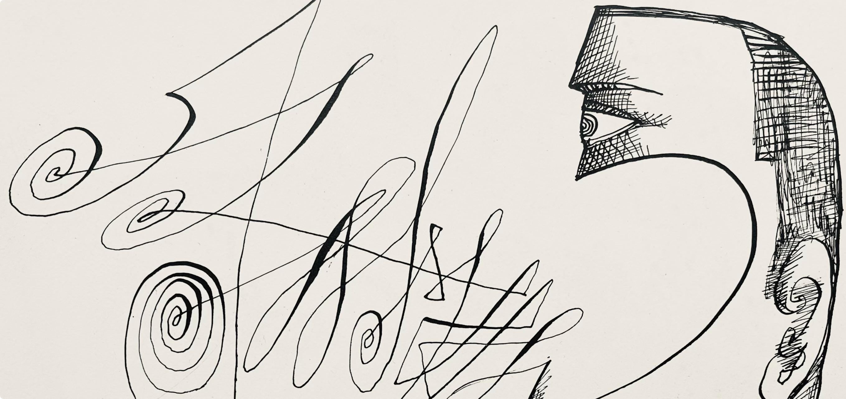 Saul Steinberg, Composition, Derrière le miroir, Limited Edition Lithograph