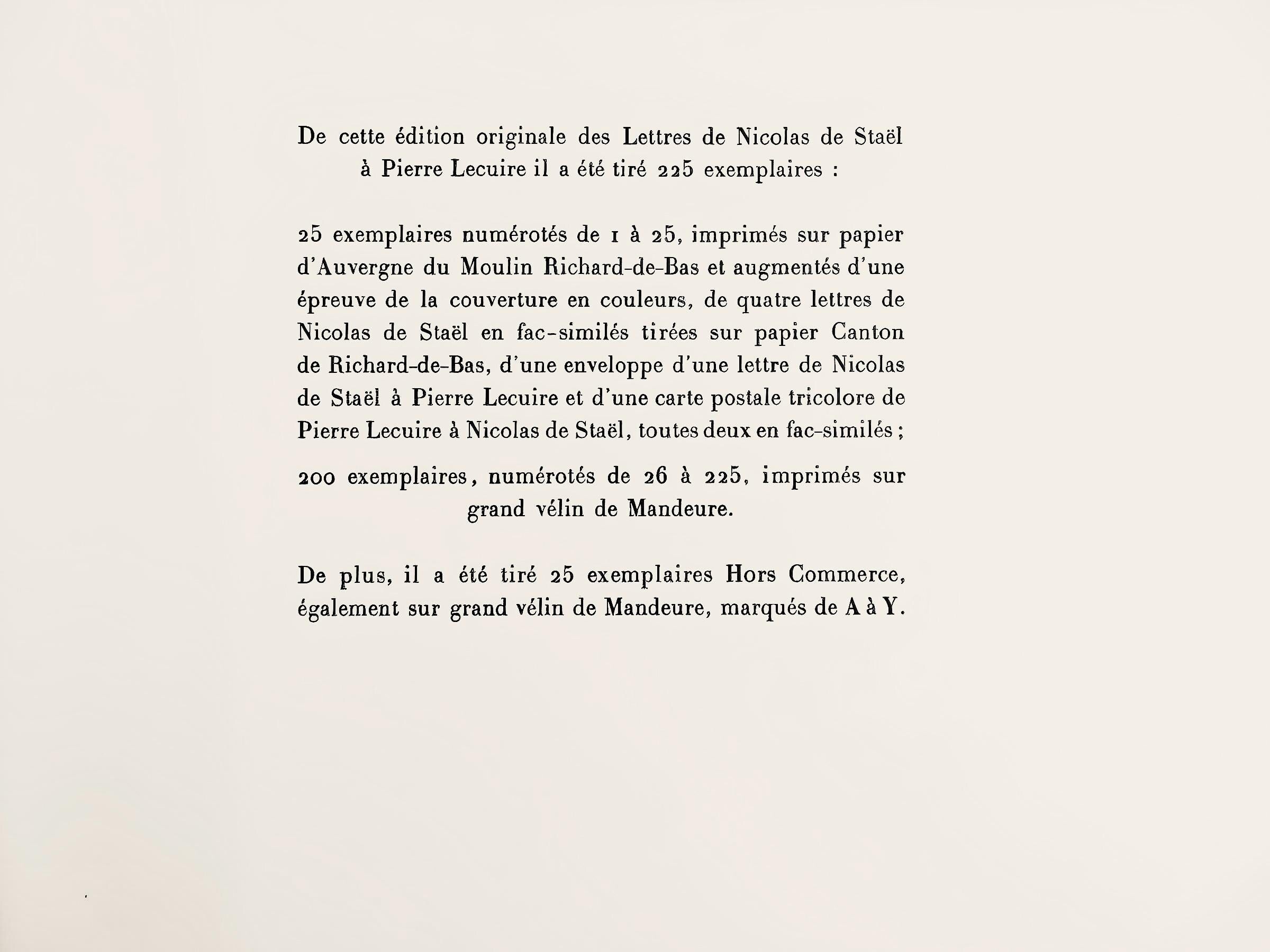 Nicolas de Staël, Composition, Lettres de Nicolas de Staël à Pierre Lecuire, Limited Edition Lithograph