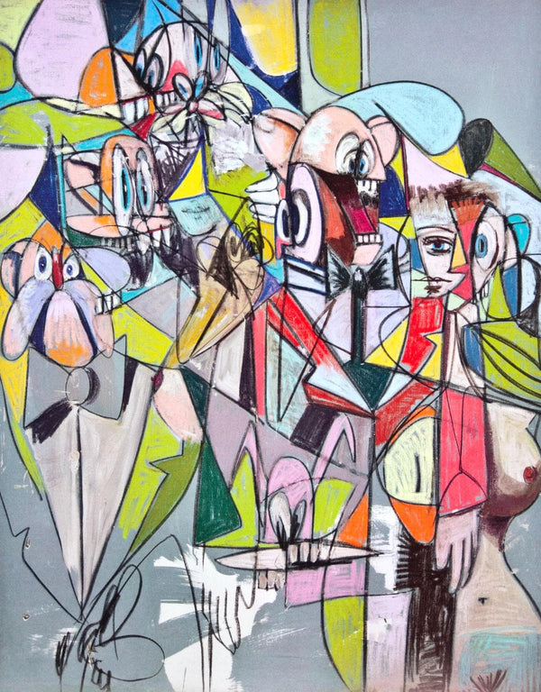 George Condo, Cascading Butlers, Drawing Paintings, Limited Edition Four Color Process Print