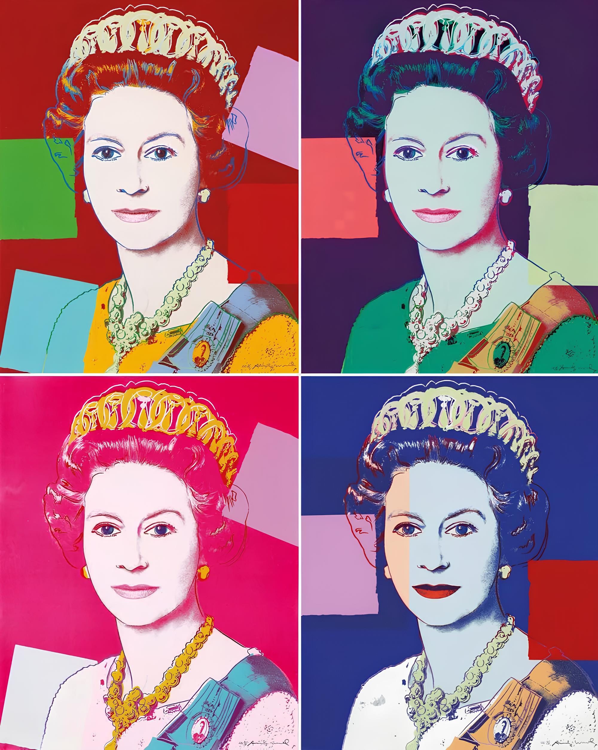 Andy Warhol, Queen Elizabeth II, nº334, nº335, nº336, nº337, Suite of Four, Official Limited Edition, Sunday B. Morning, Silkscreens
