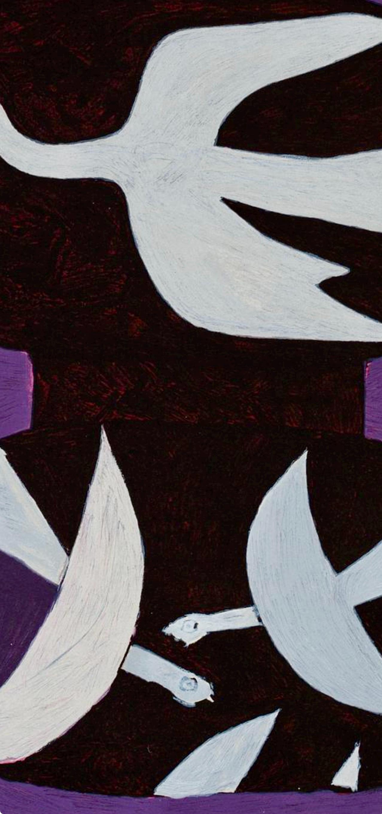 Georges Braque, Trois oiseaux sur fond violet, l’Hommage à Georges Braque, Derrière le miroir, Limited Edition Lithograph