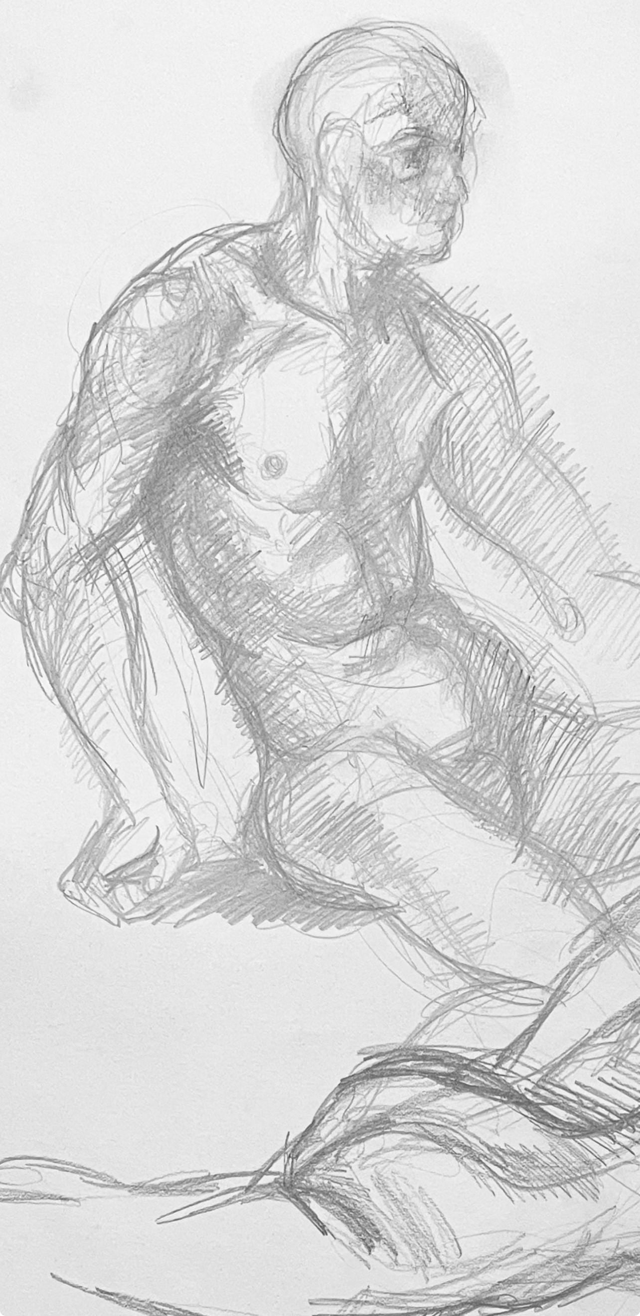 Ian Hornak, Renaissance Male and Female Nude Figure Study, 1963, Original Drawing