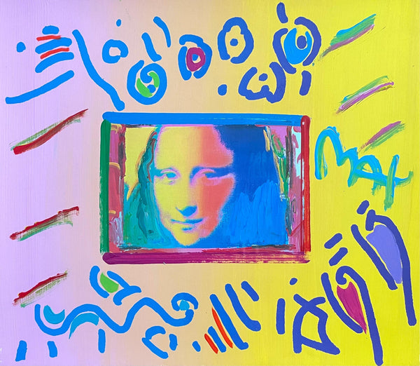 Peter Max, Mona Lisa, Hand Signed, Mixed Media Acrylic and Lithograph Painting