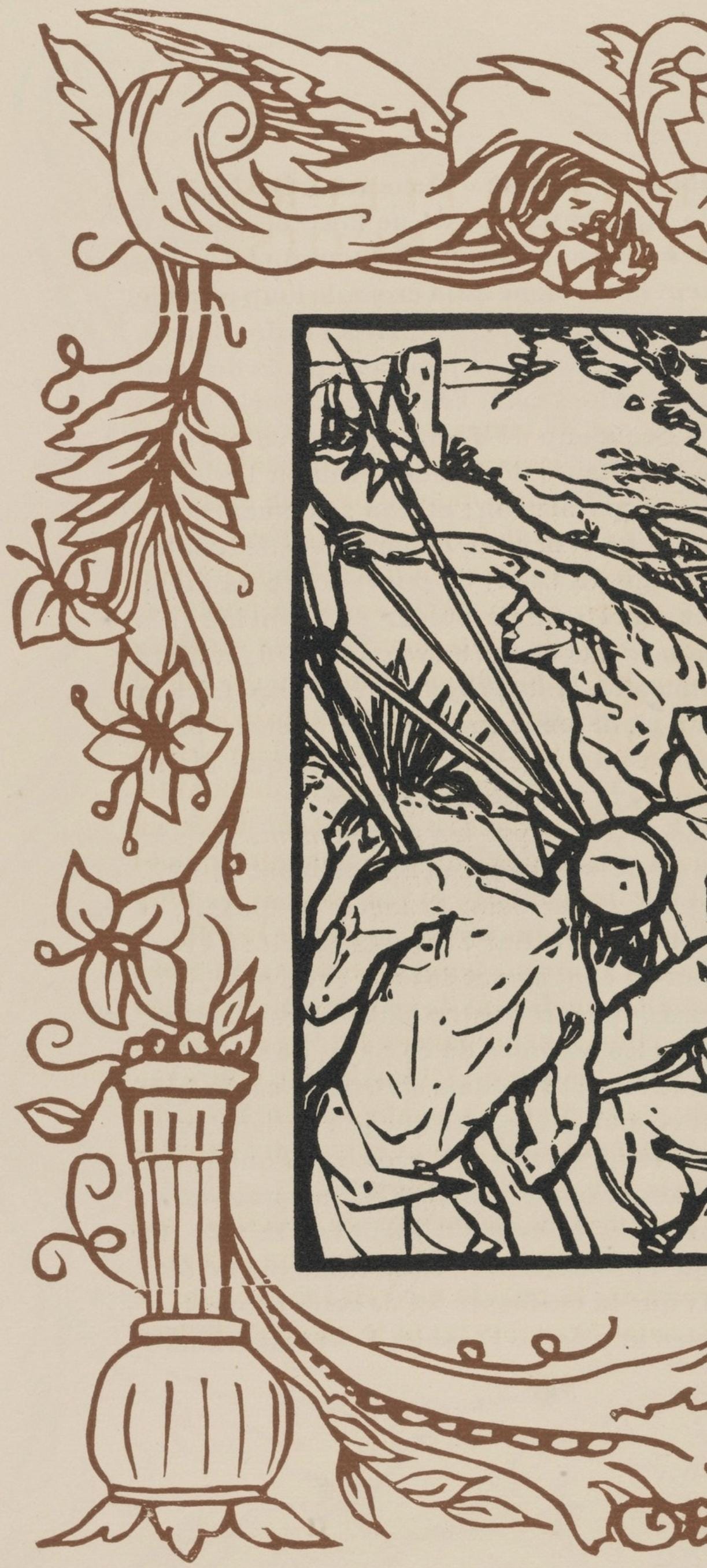 Émile Bernard, Composition (Morane, No. 100), Les Petites Fleurs de St. Françoise, Limited Edition Woodcut