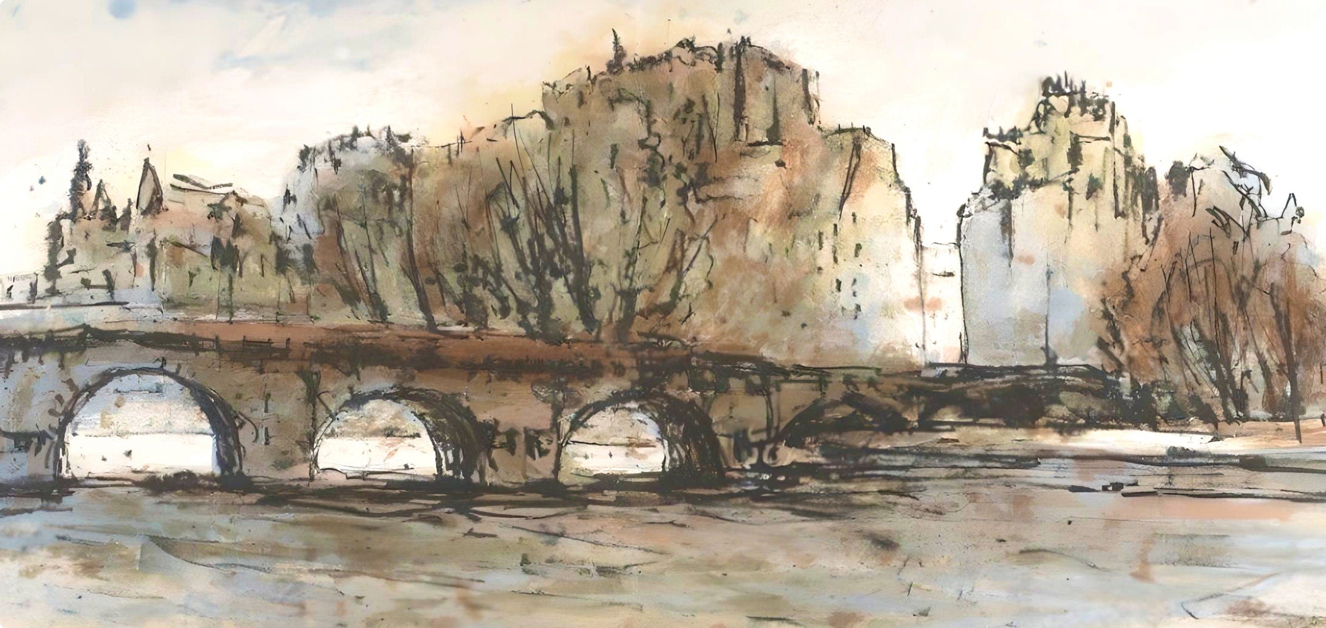 Aimé Daniel Steinlen, Le Pont-Neuf, Au Temps de Paris Seine, Limited Edition Lithograph