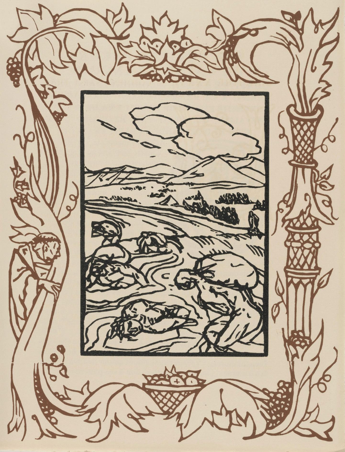 Émile Bernard, Composition (Morane, No. 100), Les Petites Fleurs de St. Françoise, Limited Edition Woodcut