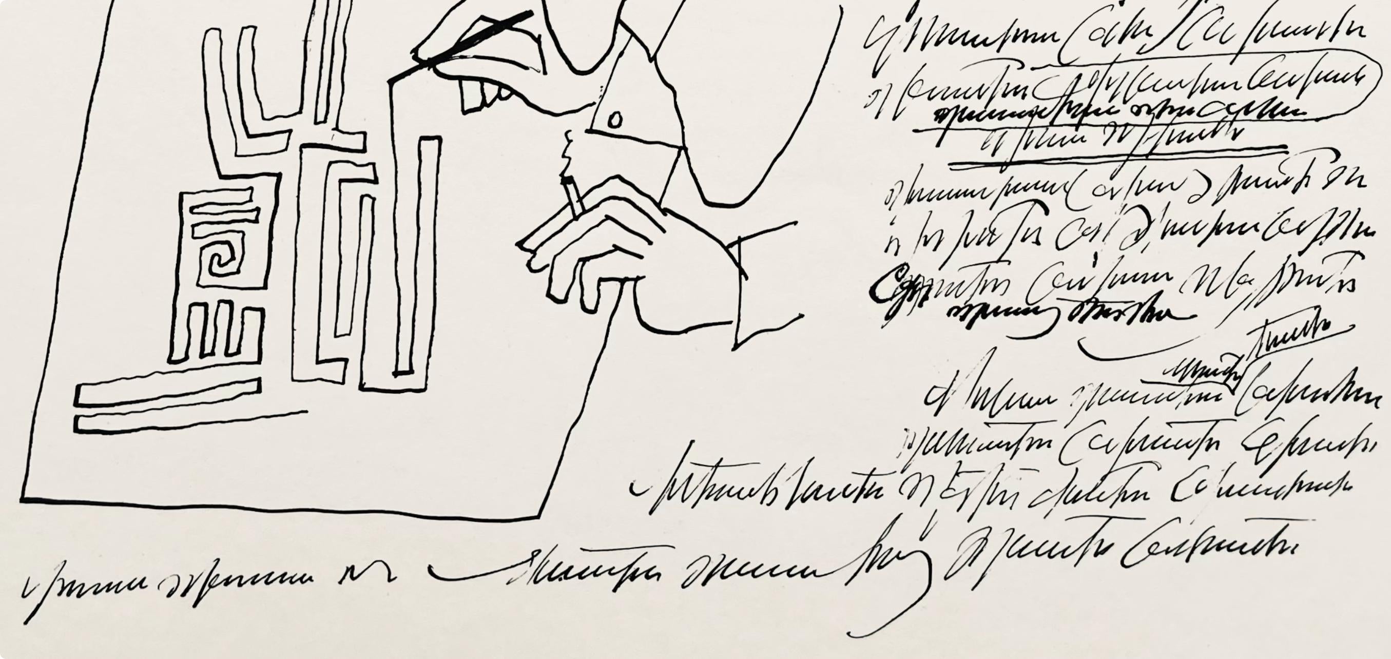 Saul Steinberg, Composition, Derrière le miroir, Limited Edition Lithograph